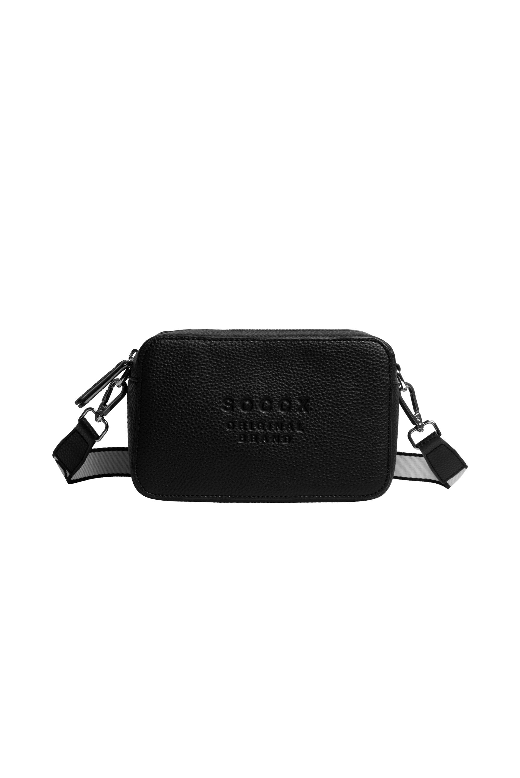 Torebka crossbody z logo i intarsjowanym paskiem parcianym - 1