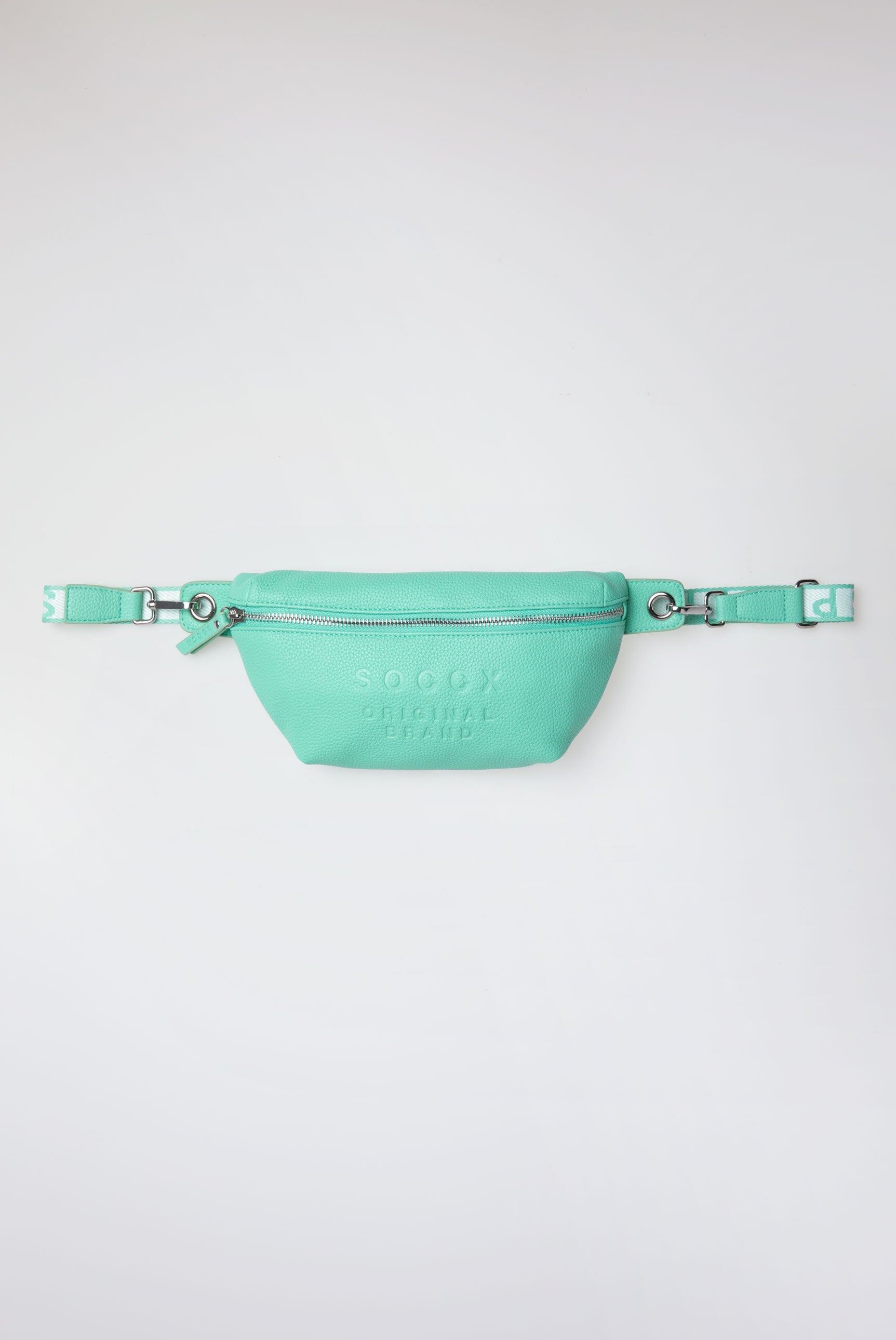 Torebka na ramię z intarsjowanym paskiem parcianym