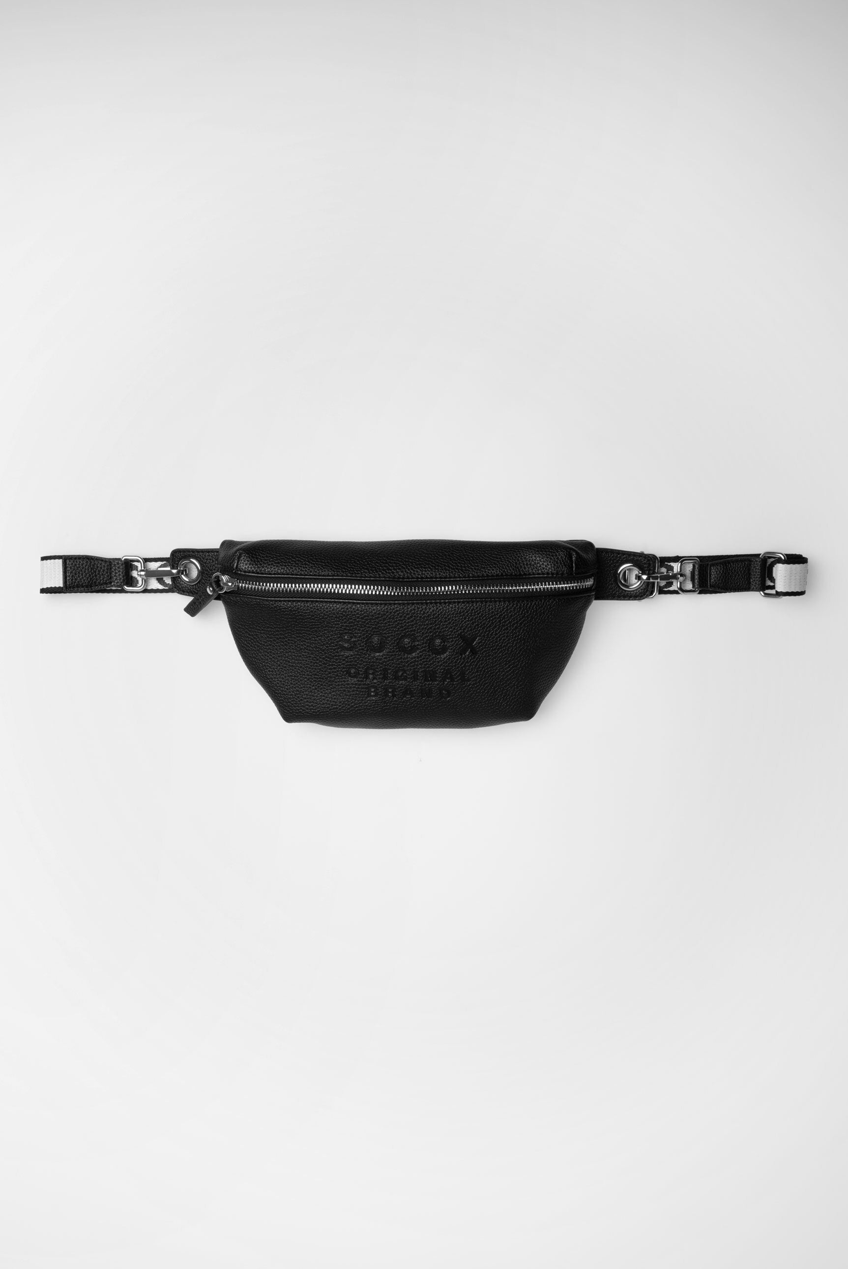 Torebka na ramię z intarsjowanym paskiem parcianym - 4