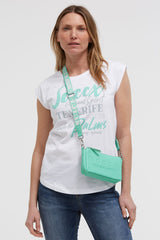 Mała torebka na ramię z paskiem parcianym intarsjowanym logo