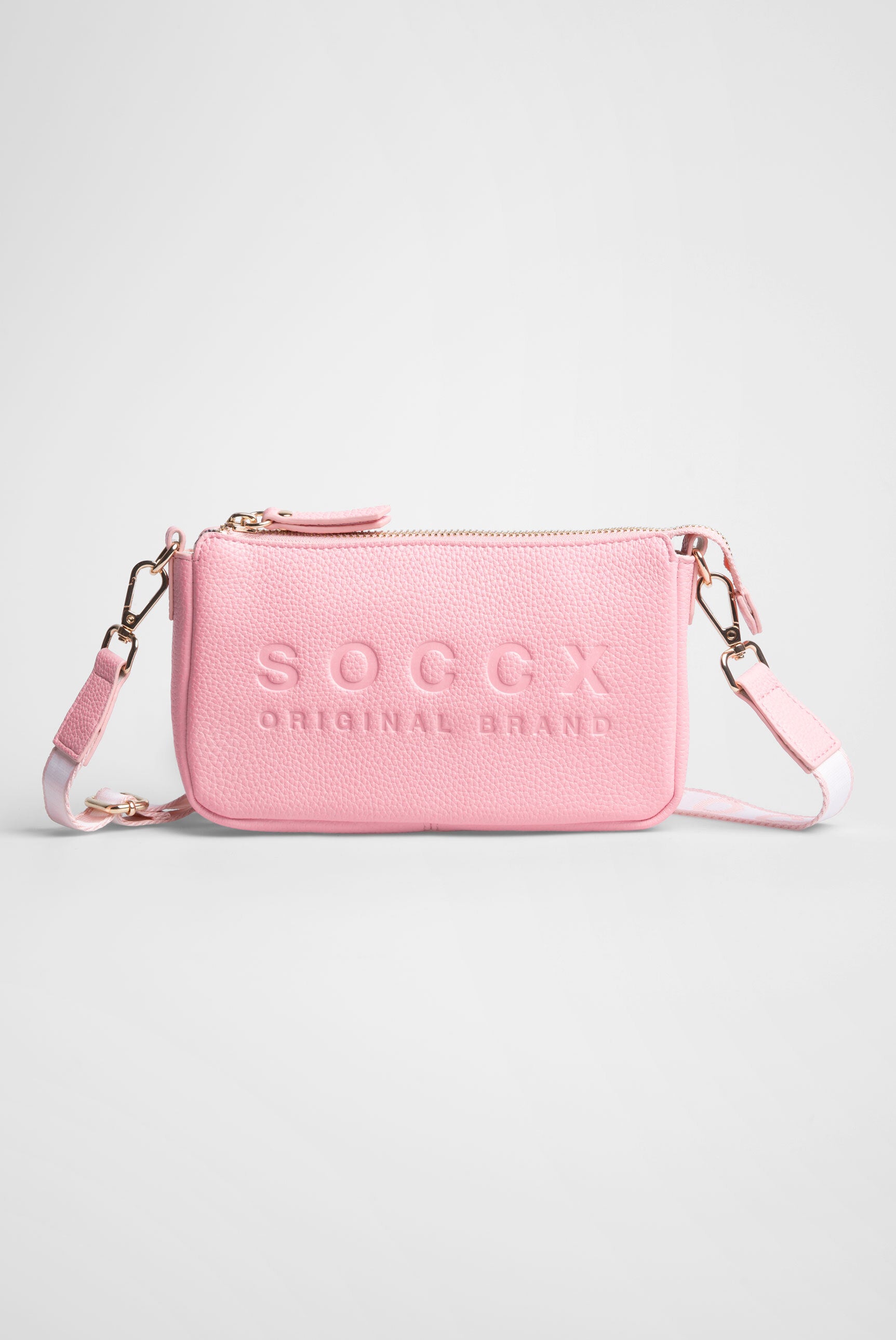 Mała torebka na ramię z paskiem parcianym intarsjowanym logo