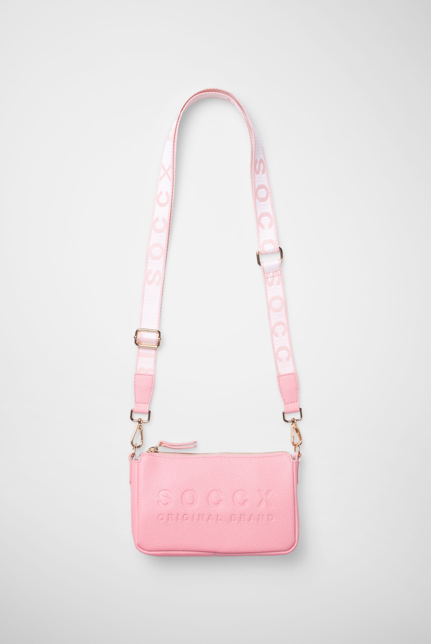 Mała torebka na ramię z paskiem parcianym intarsjowanym logo