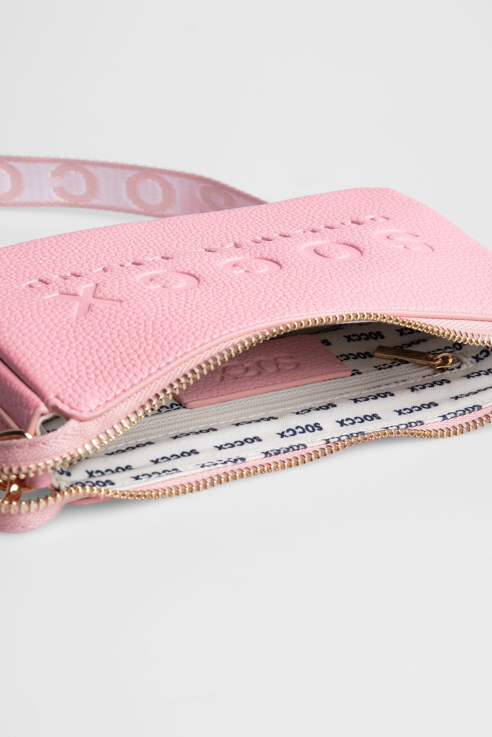 Mała torebka na ramię z paskiem parcianym intarsjowanym logo - 8