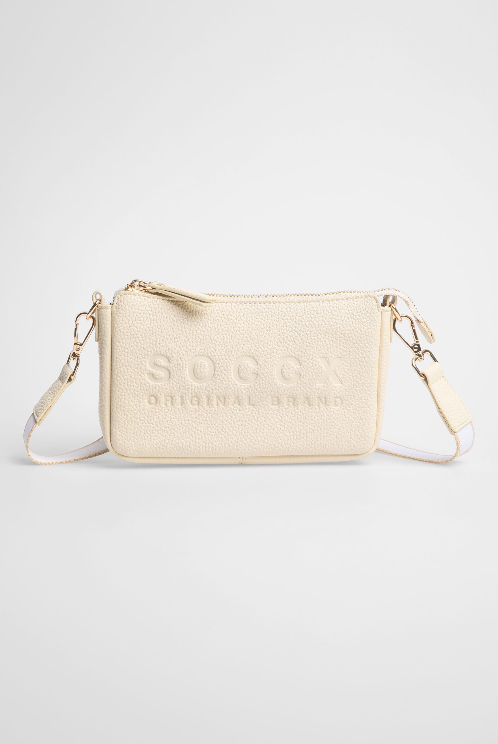 Mała torebka na ramię z paskiem parcianym intarsjowanym logo - 4