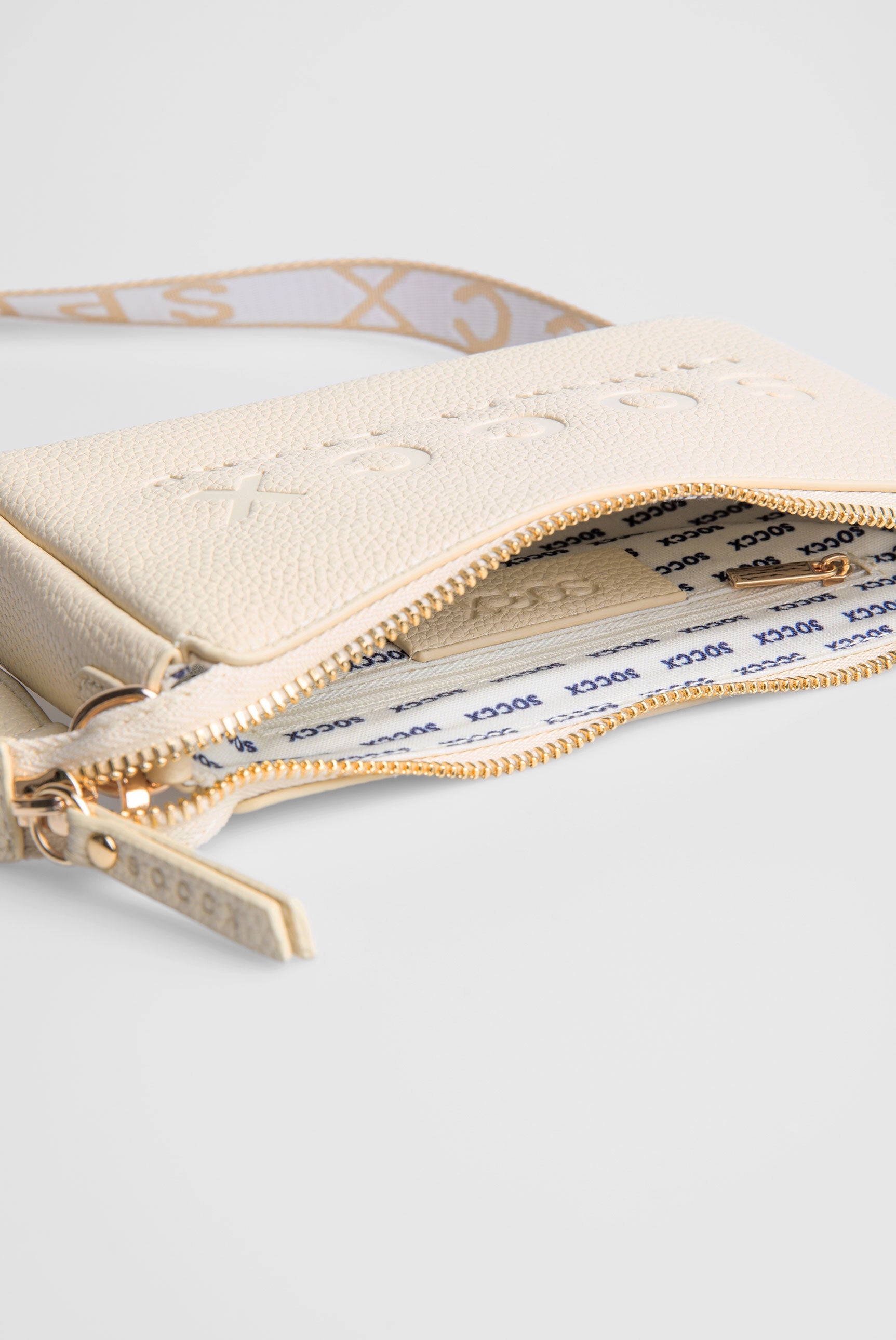 Mała torebka na ramię z paskiem parcianym intarsjowanym logo - 8