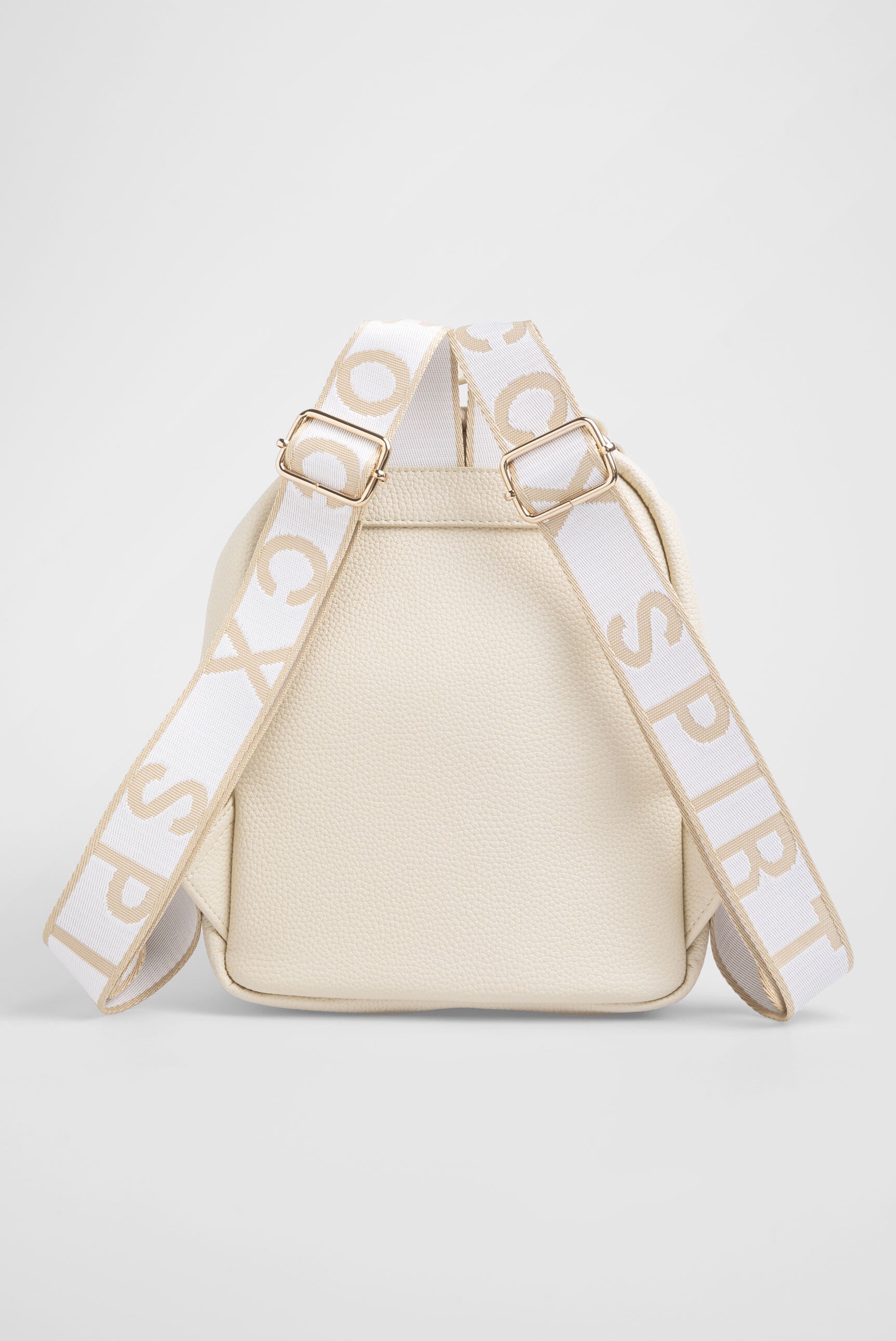 Mały plecak ze sztucznej skóry z paskami z logo - 5