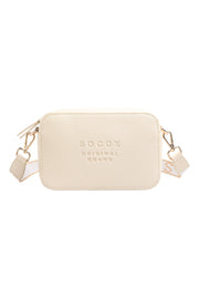 Torebka crossbody z logo i intarsjowanym paskiem parcianym