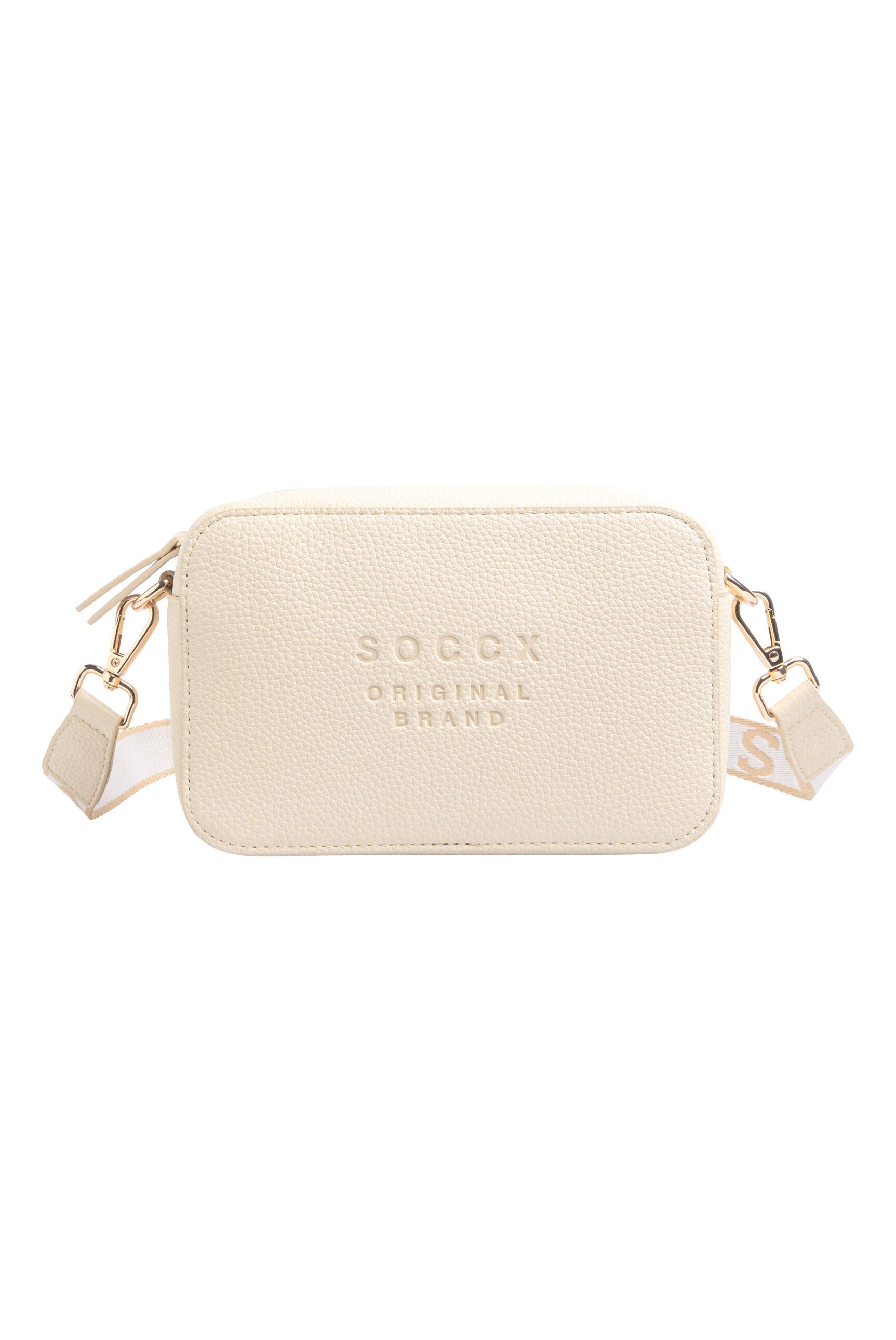 Torebka crossbody z logo i intarsjowanym paskiem parcianym - 1