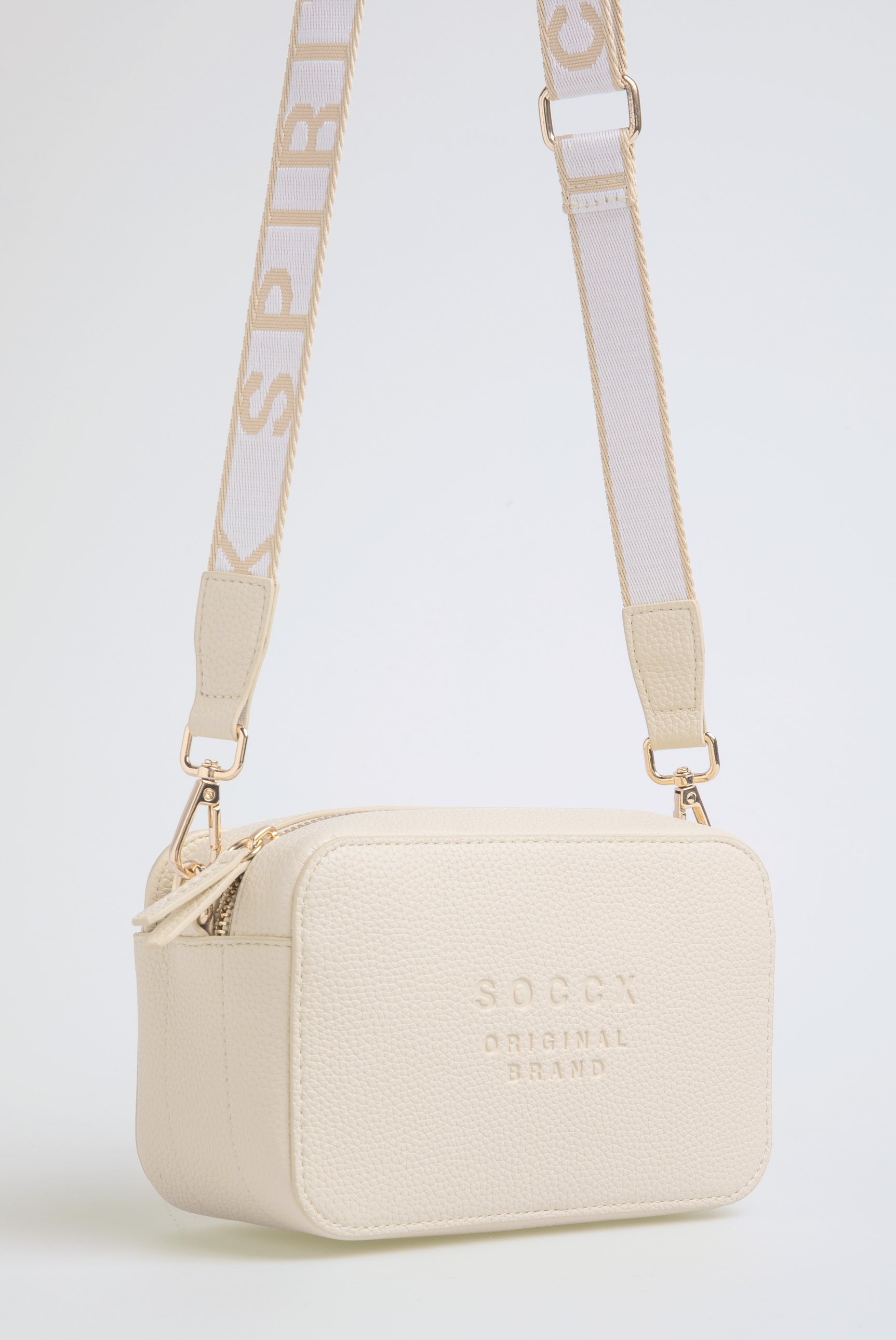 Torebka crossbody z logo i intarsjowanym paskiem parcianym - 6