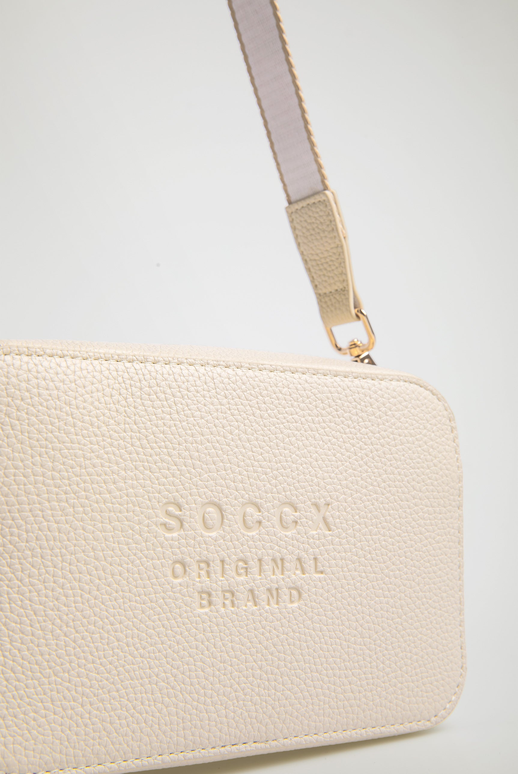 Torebka crossbody z logo i intarsjowanym paskiem parcianym - 8