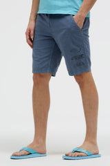 Shorts aus Leinen-Mix mit Label Print