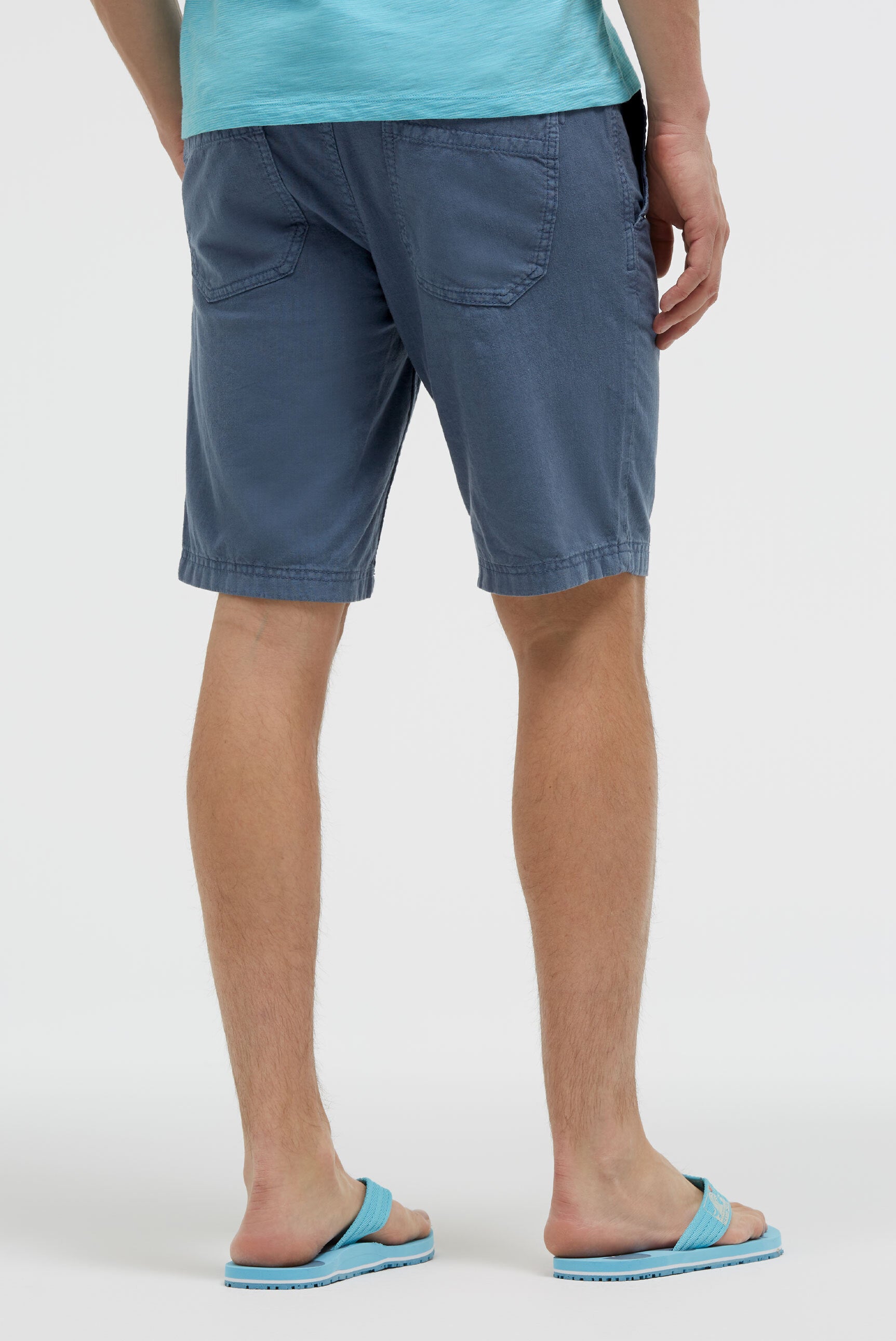 Shorts aus Leinen-Mix mit Label Print