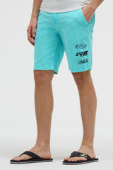 Shorts aus Leinen-Mix mit Label Print