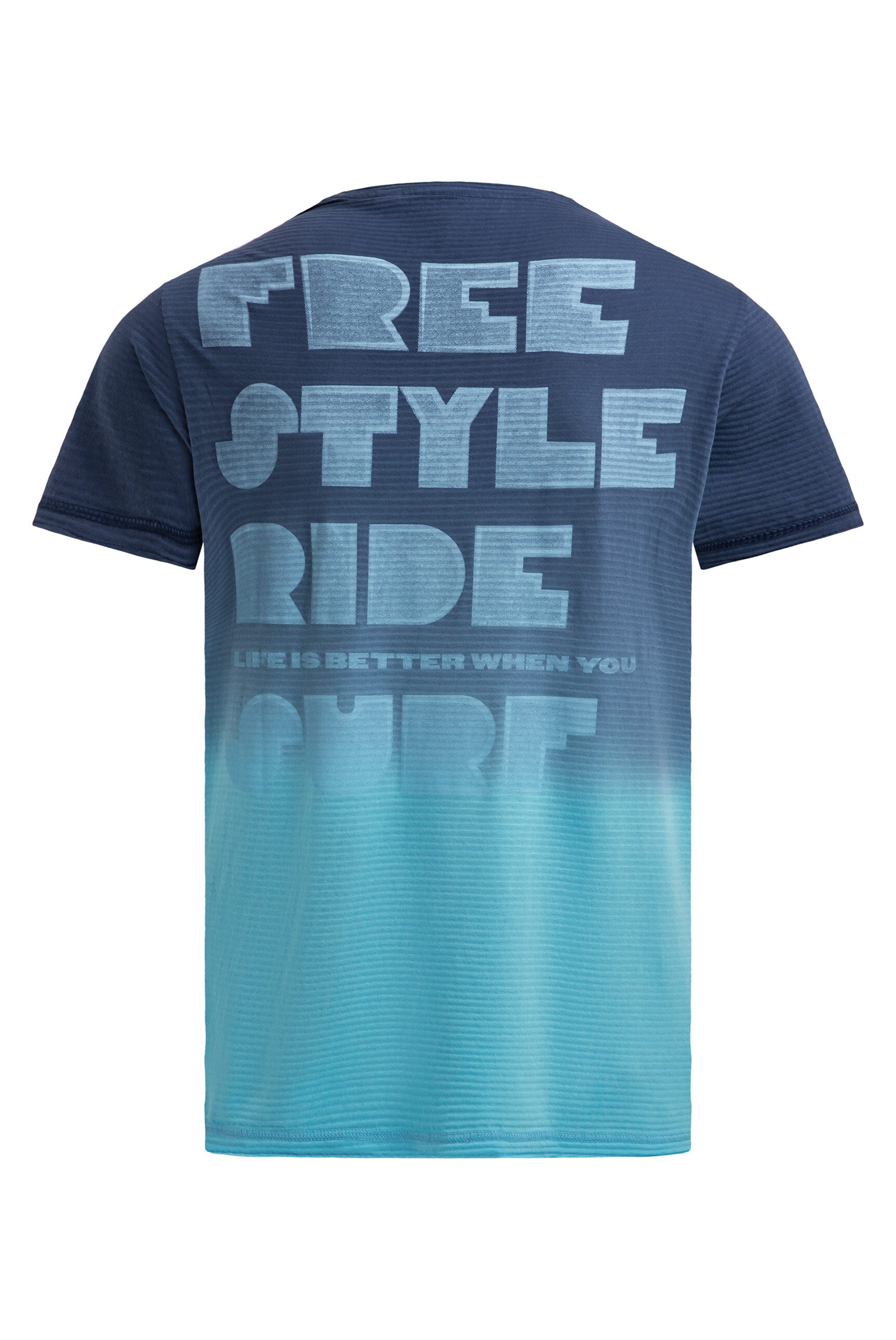 T-Shirt mit Strukturstreifen und Rücken-Artwork