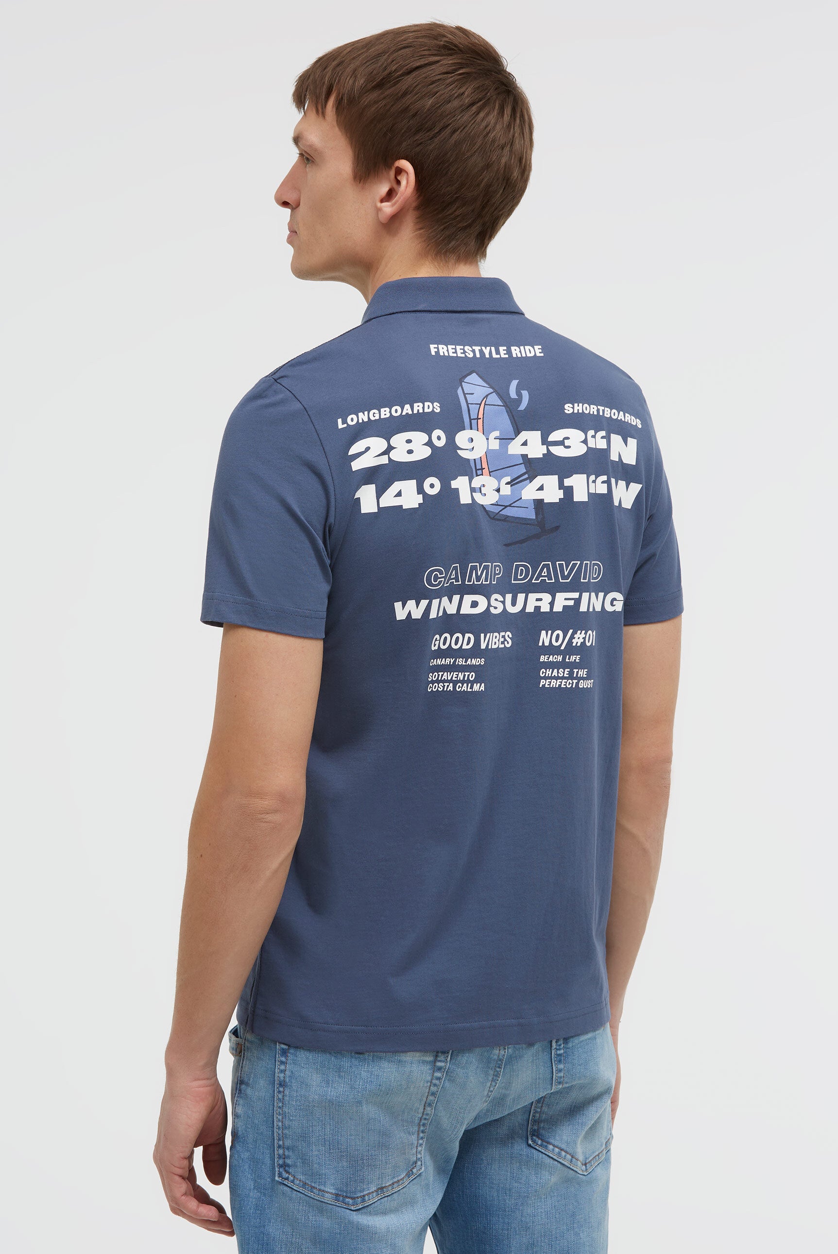 Kurzarmpolo mit Rücken-Print