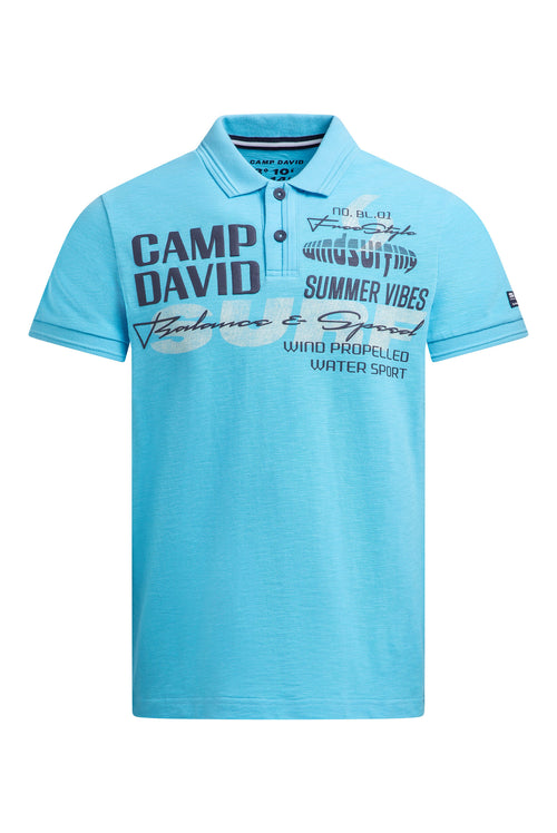 Pikee-Polo mit Artworks und Puffprint-Details aqua