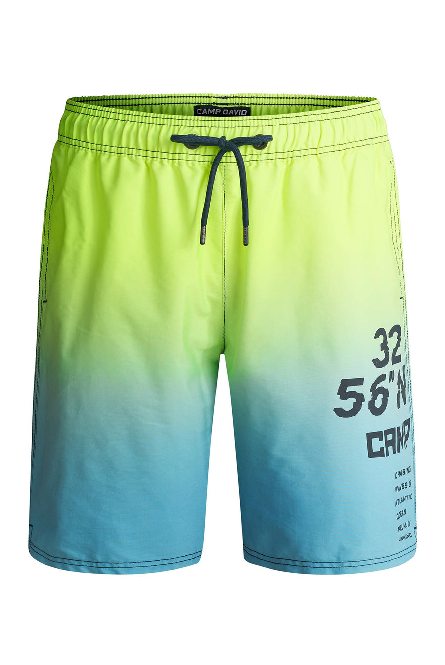 Beachshorts mit Farbverlauf und Print neon lime / island green