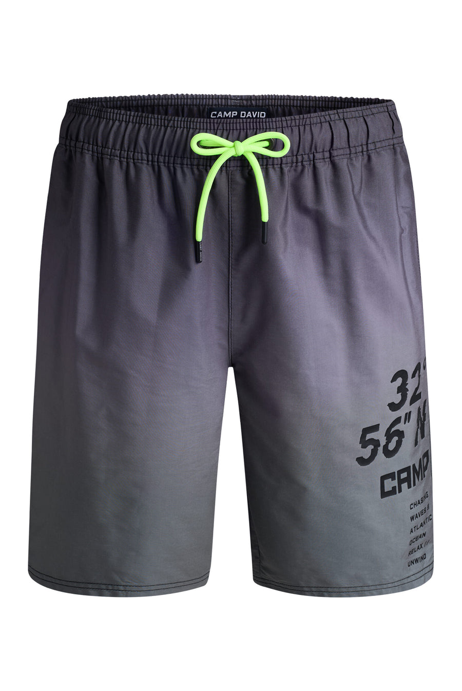 Beachshorts mit Farbverlauf und Print black / green olive