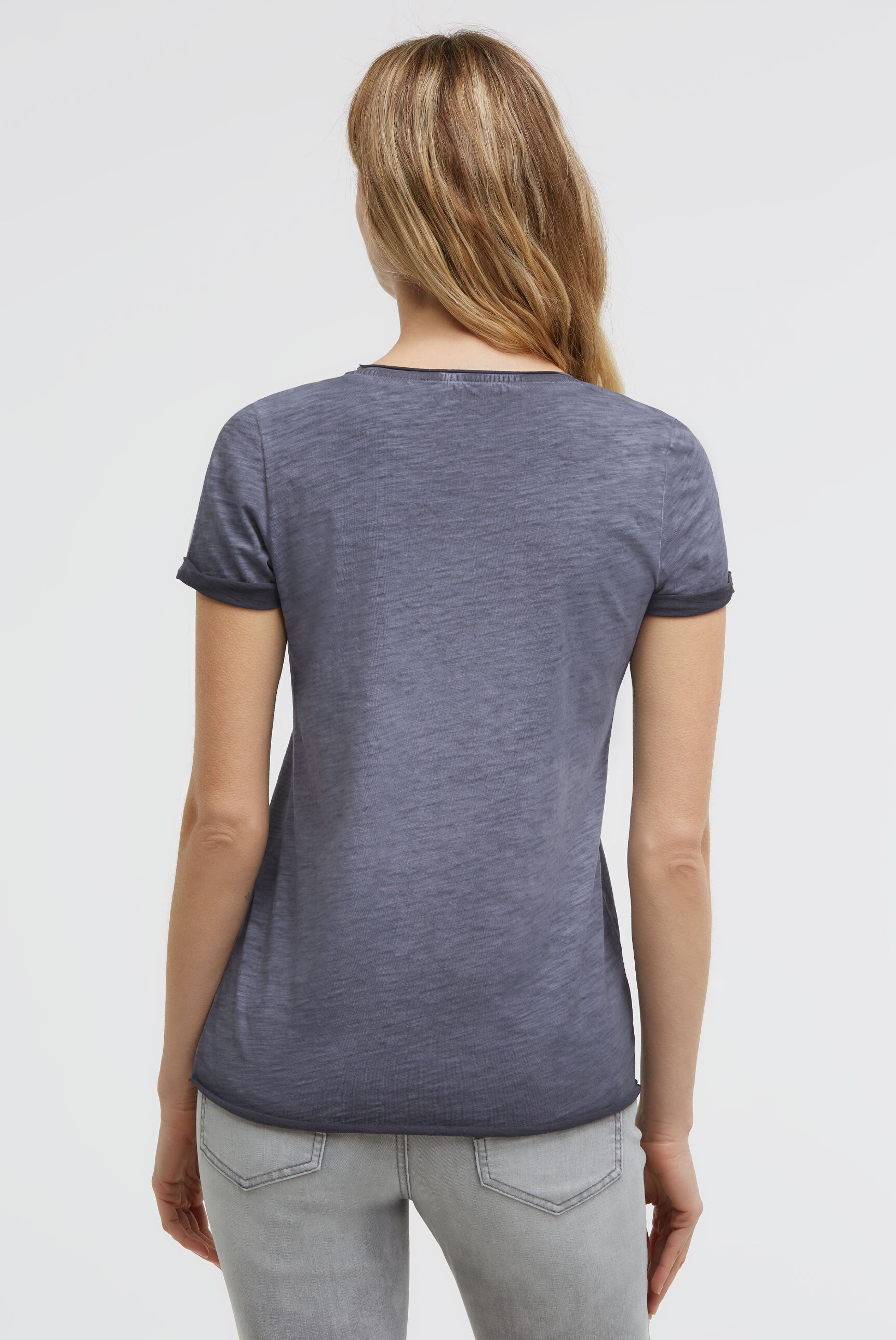 Postarzany T-shirt z okrągłym dekoltem i grafką - 5