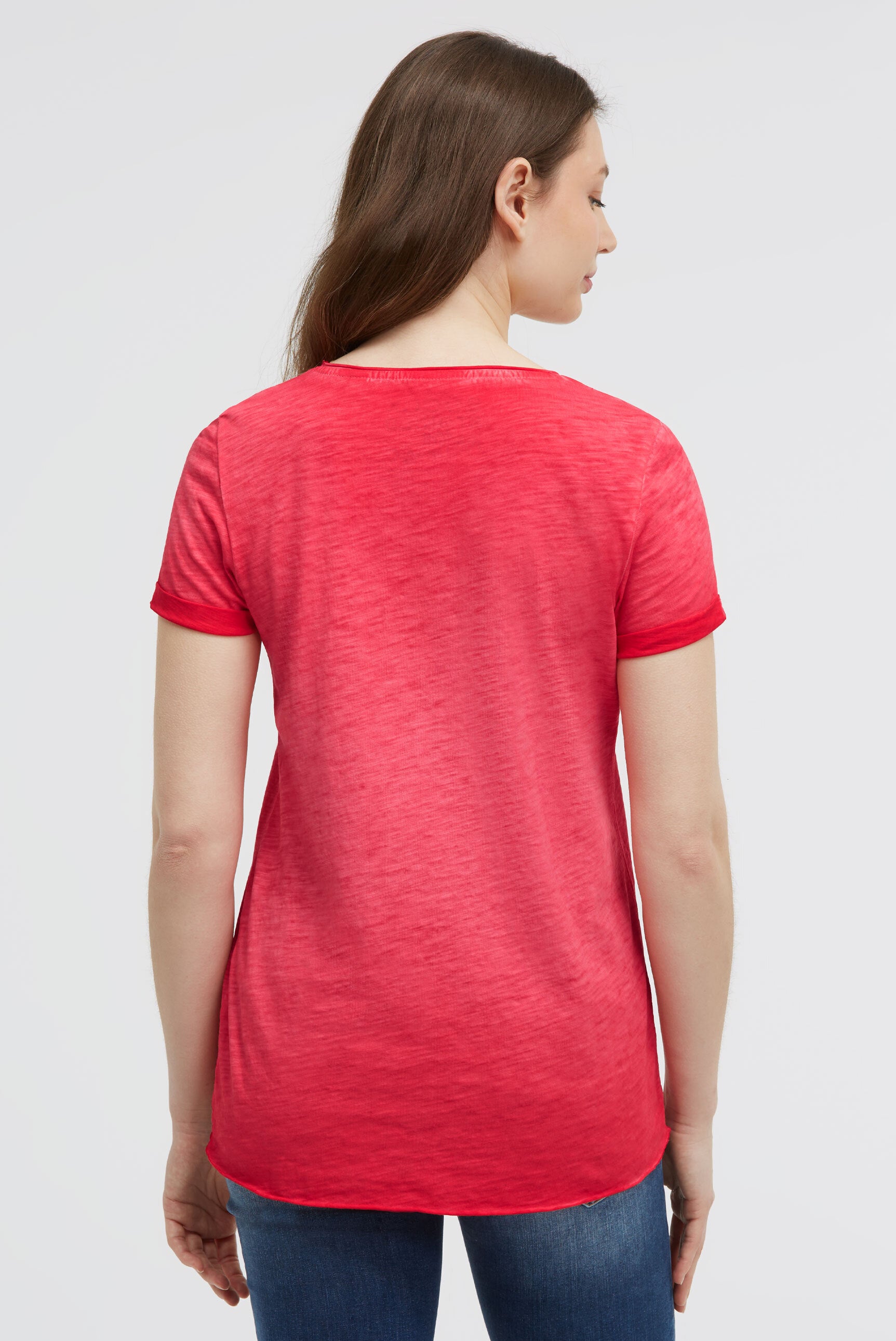 Postarzany T-shirt z okrągłym dekoltem i grafką
