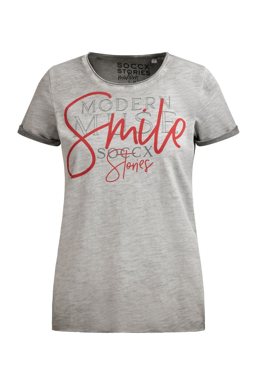 T-Shirt Rundhals mit Artwork und Used Look shadow