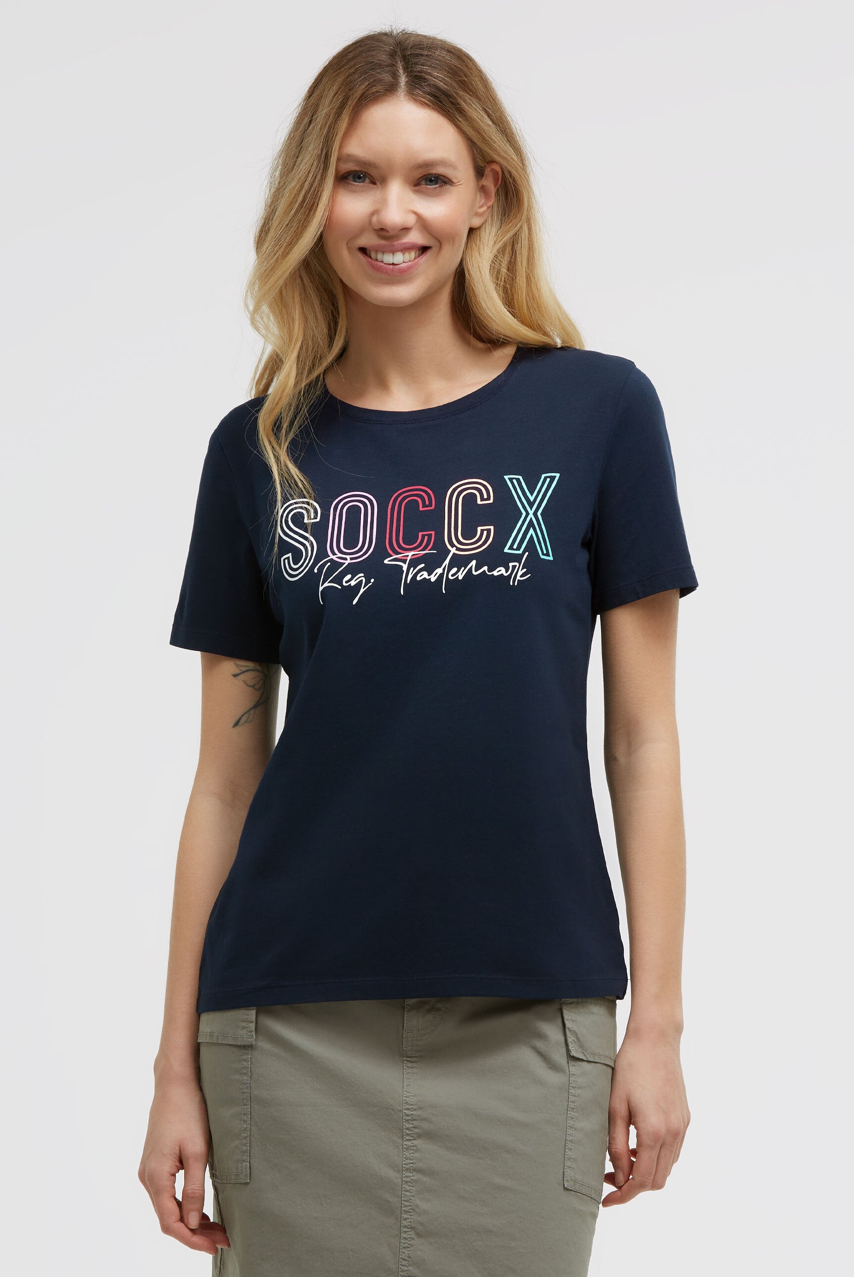T-shirt basic z logo i okrągłym dekoltem