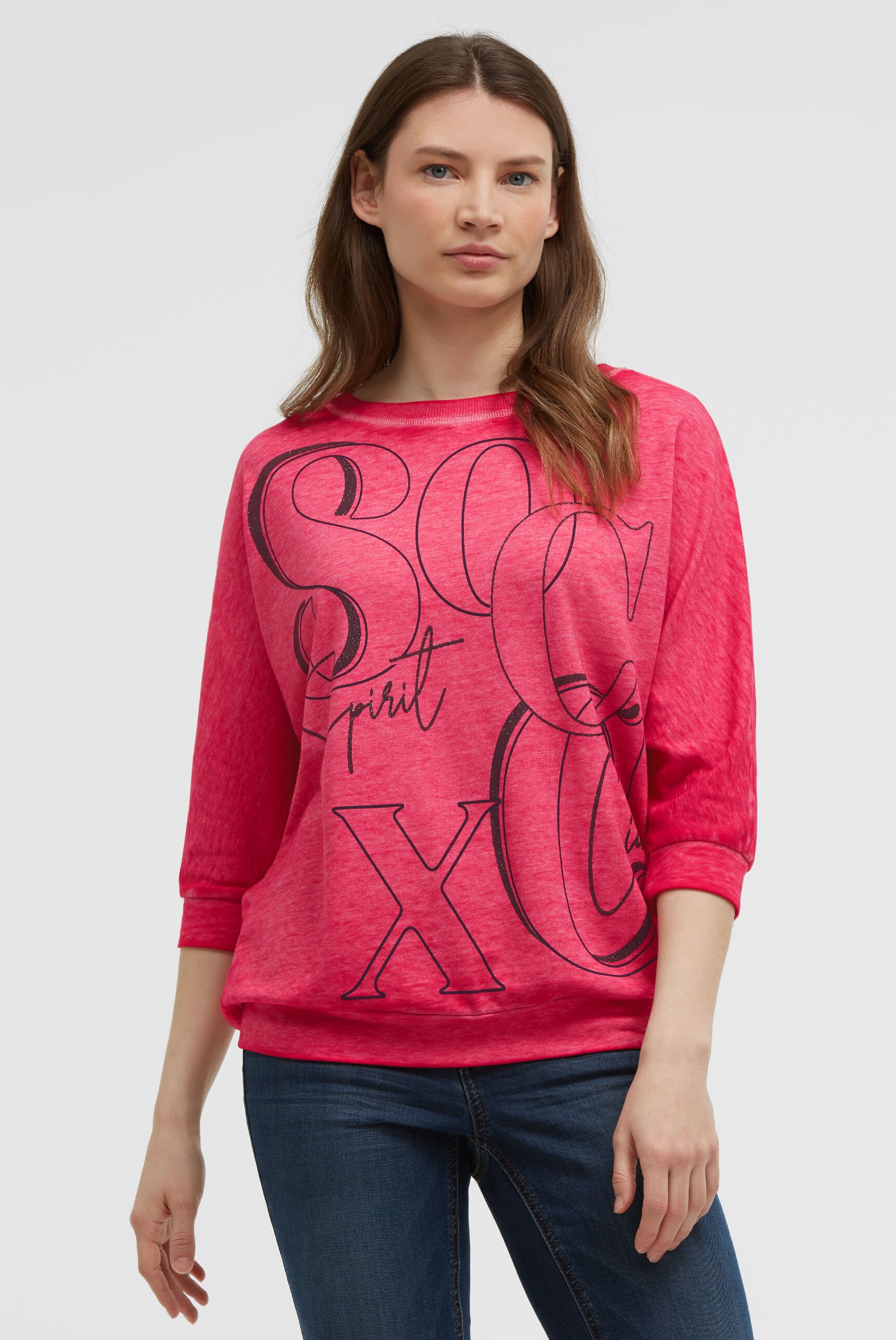 Bluza basic ze skróconymi rękawami i grafiką