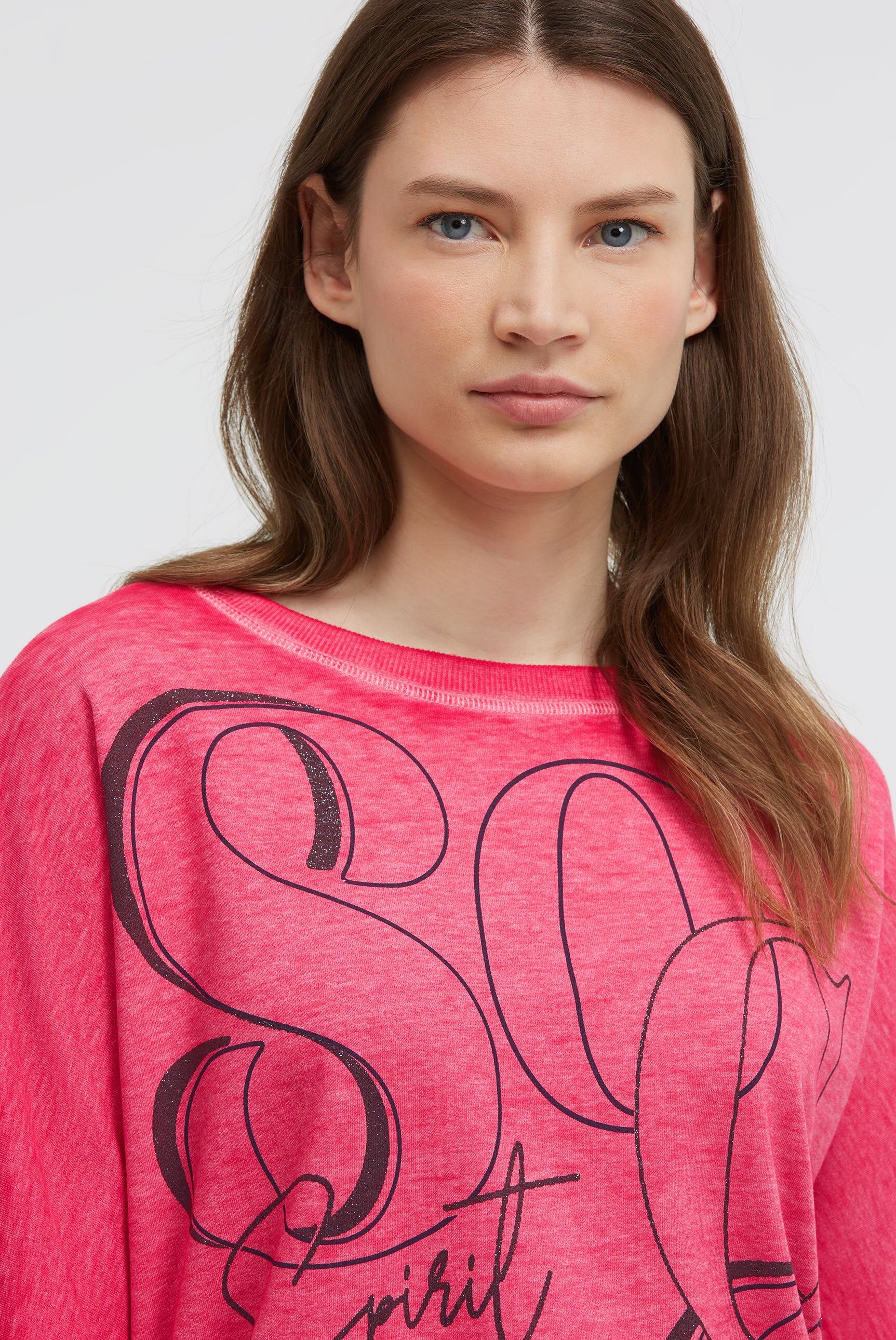 Bluza basic ze skróconymi rękawami i grafiką - 4