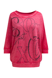 Bluza basic ze skróconymi rękawami i grafiką