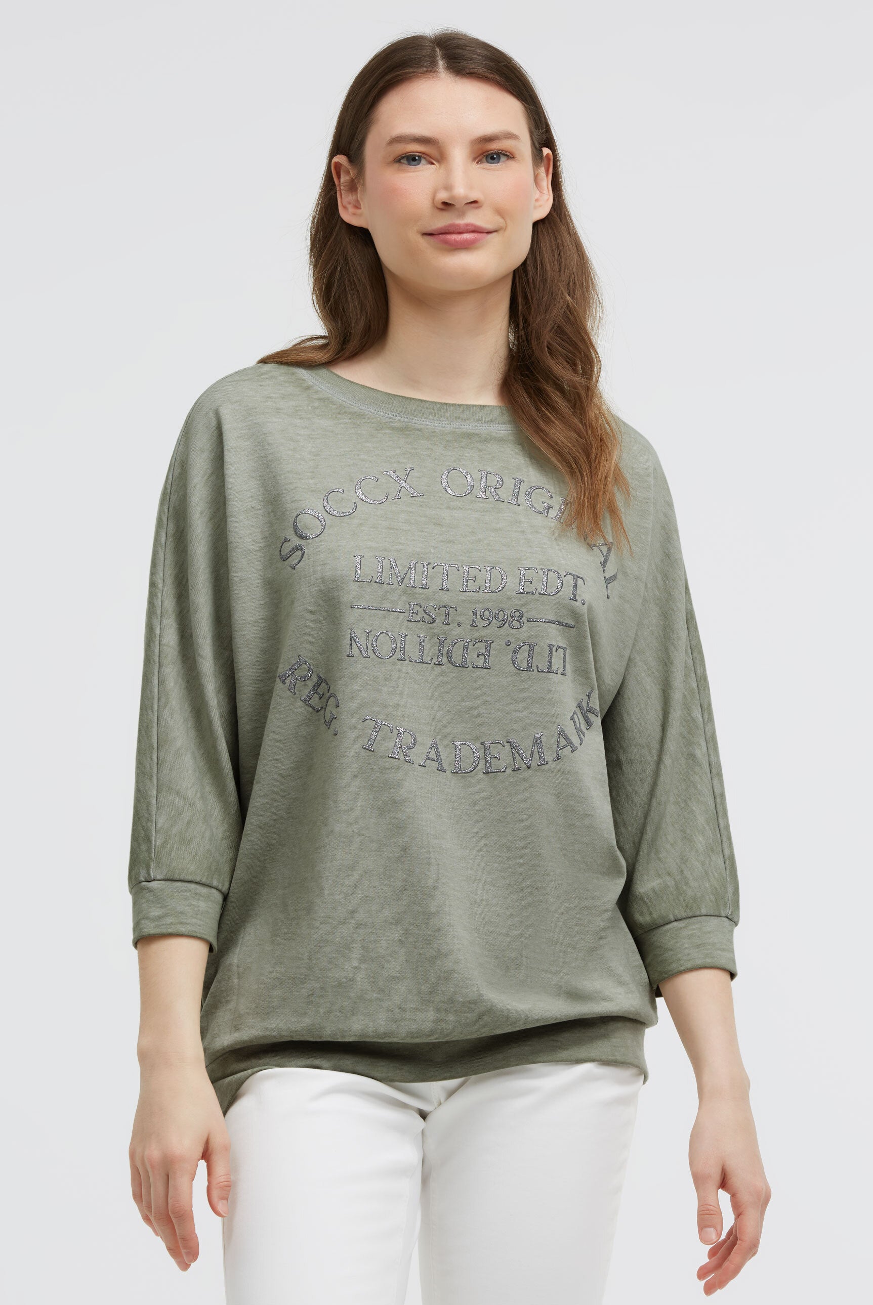 Bluza basic ze skróconymi rękawami i grafiką