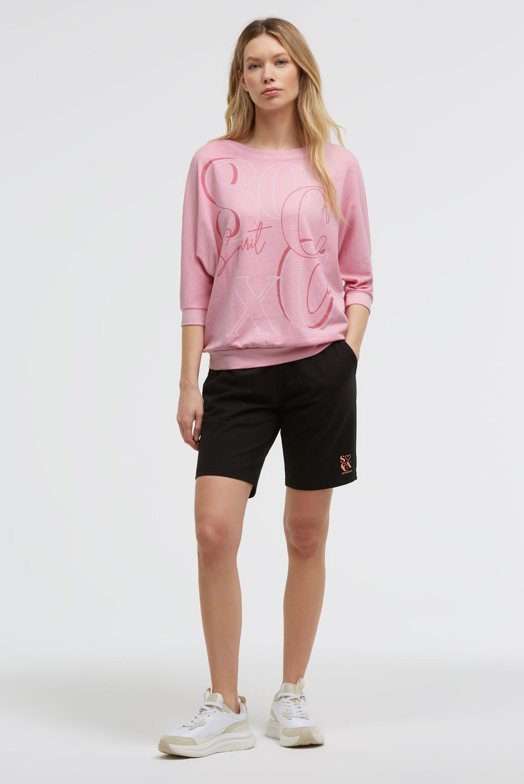 Bluza basic ze skróconymi rękawami i grafiką - 3