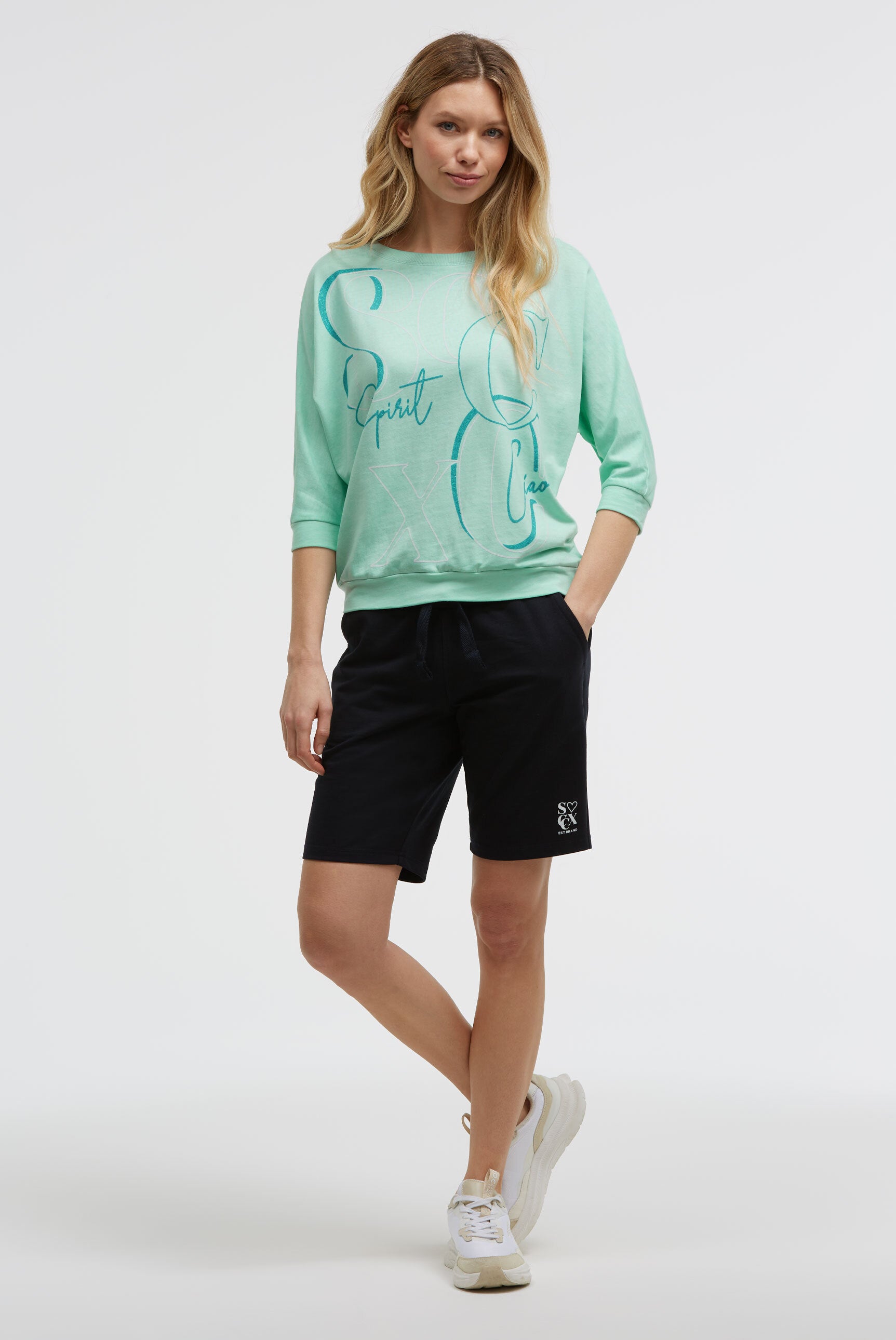 Bluza basic ze skróconymi rękawami i grafiką