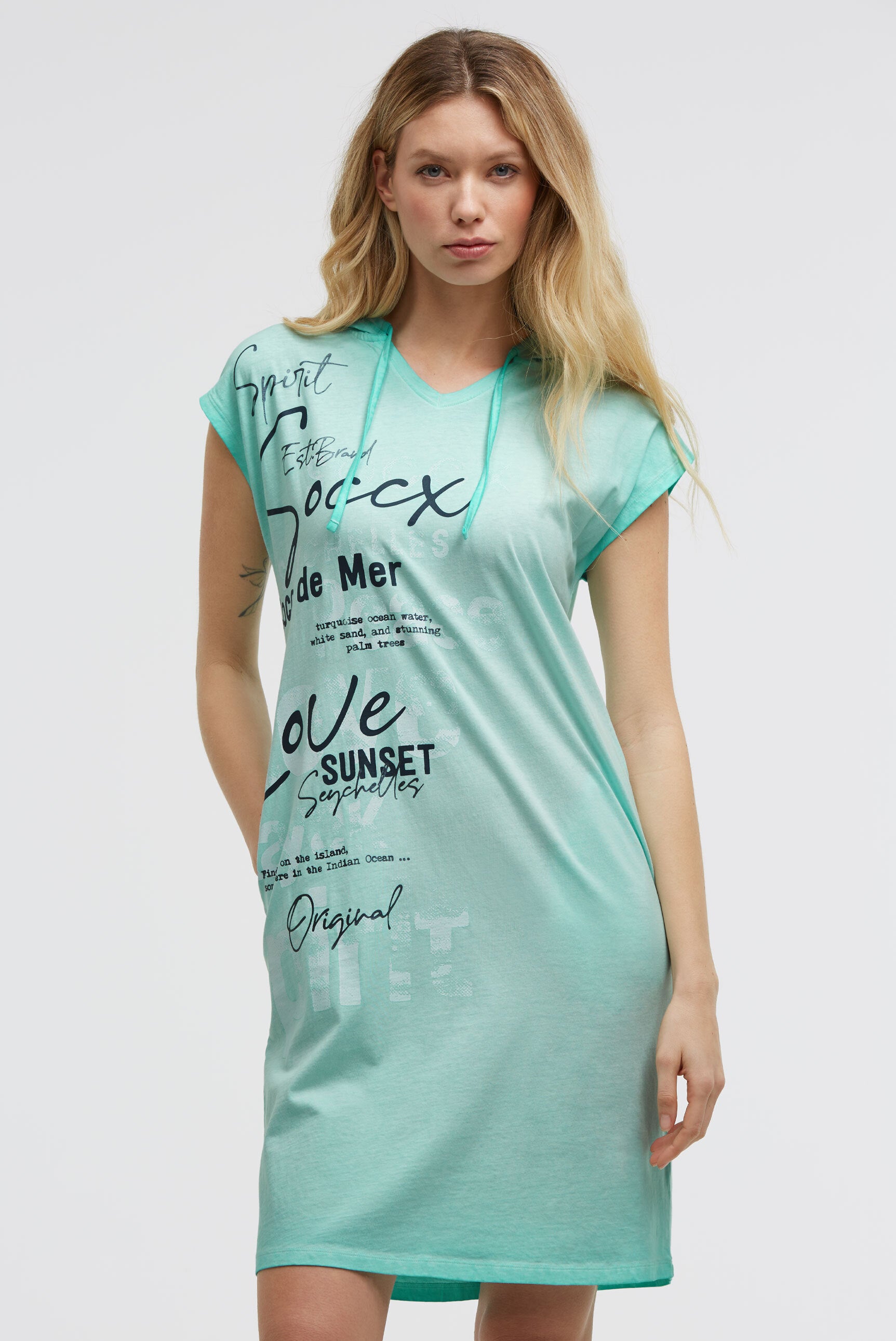 Bluza z kapturem basic z nadrukowanym napisem - 2
