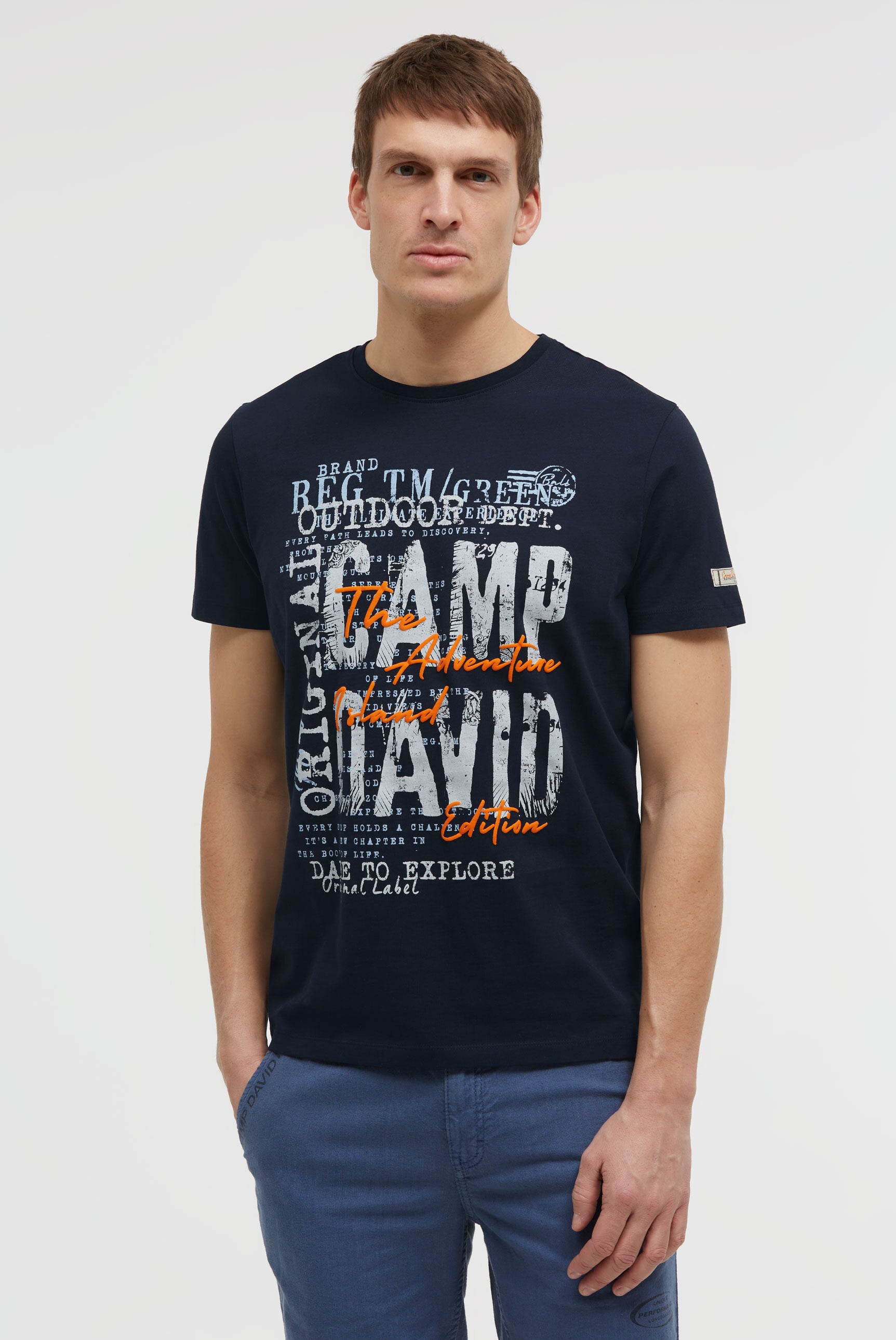 T-shirt z okrągłym dekoltem z nadrukami z logo
