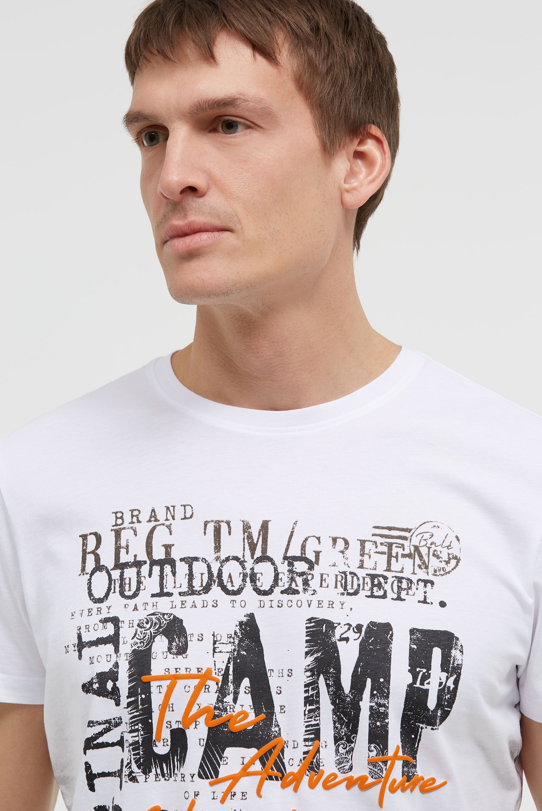 T-shirt z okrągłym dekoltem z nadrukami z logo