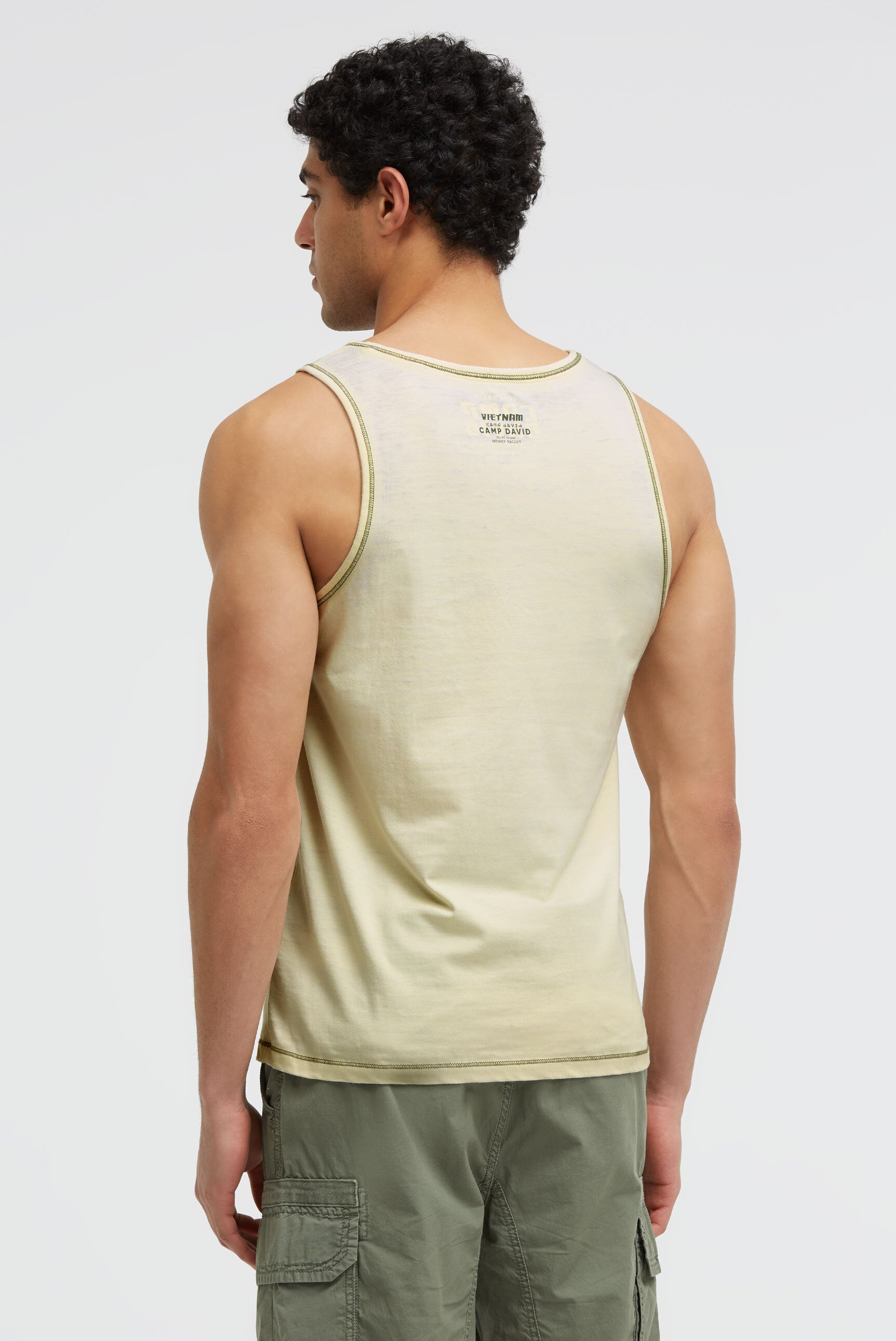 Muskelshirt mit Ausbrenner-Effekten und Print lemon juice