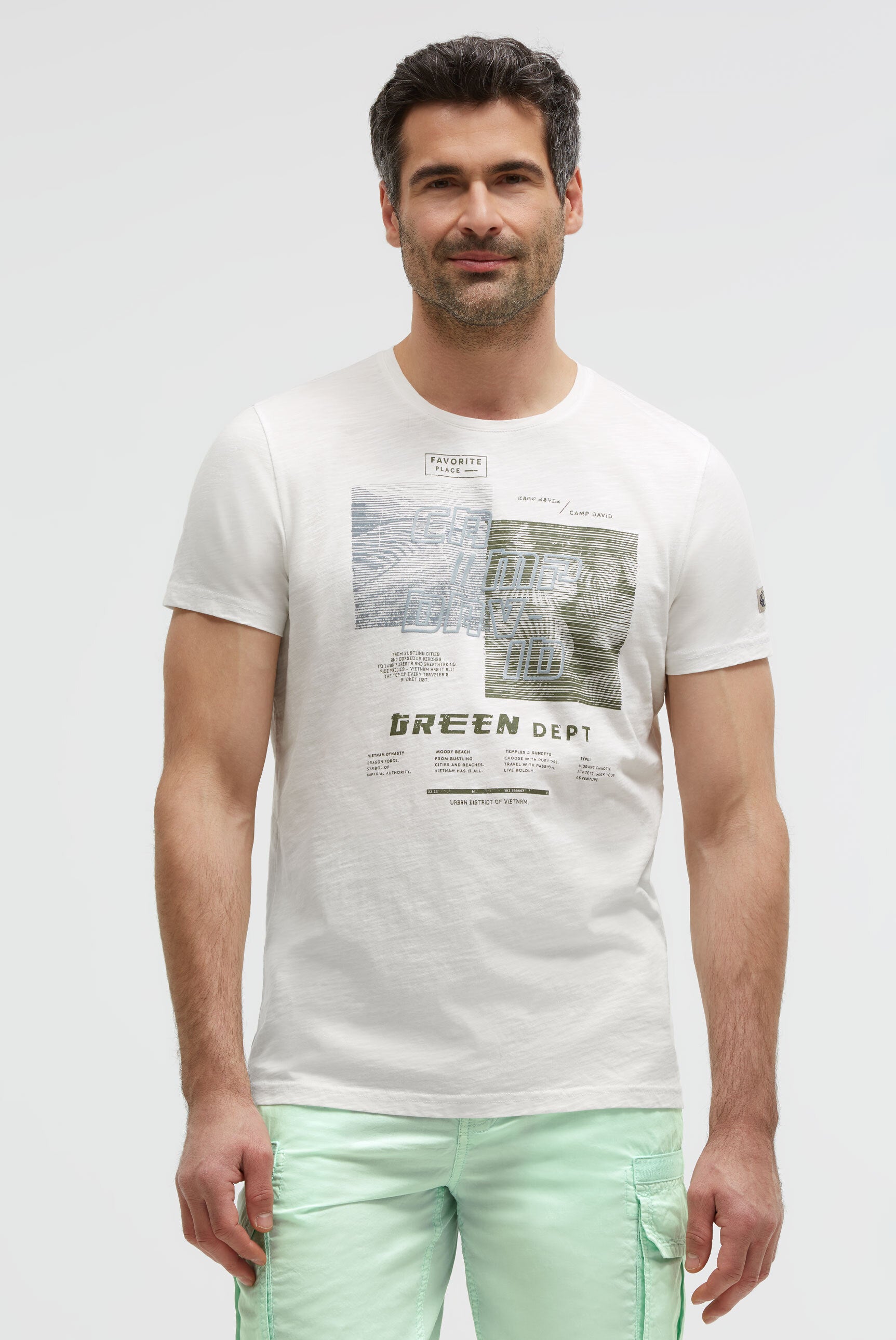 T-Shirt Rundhals mit Frontprint ivory - 2