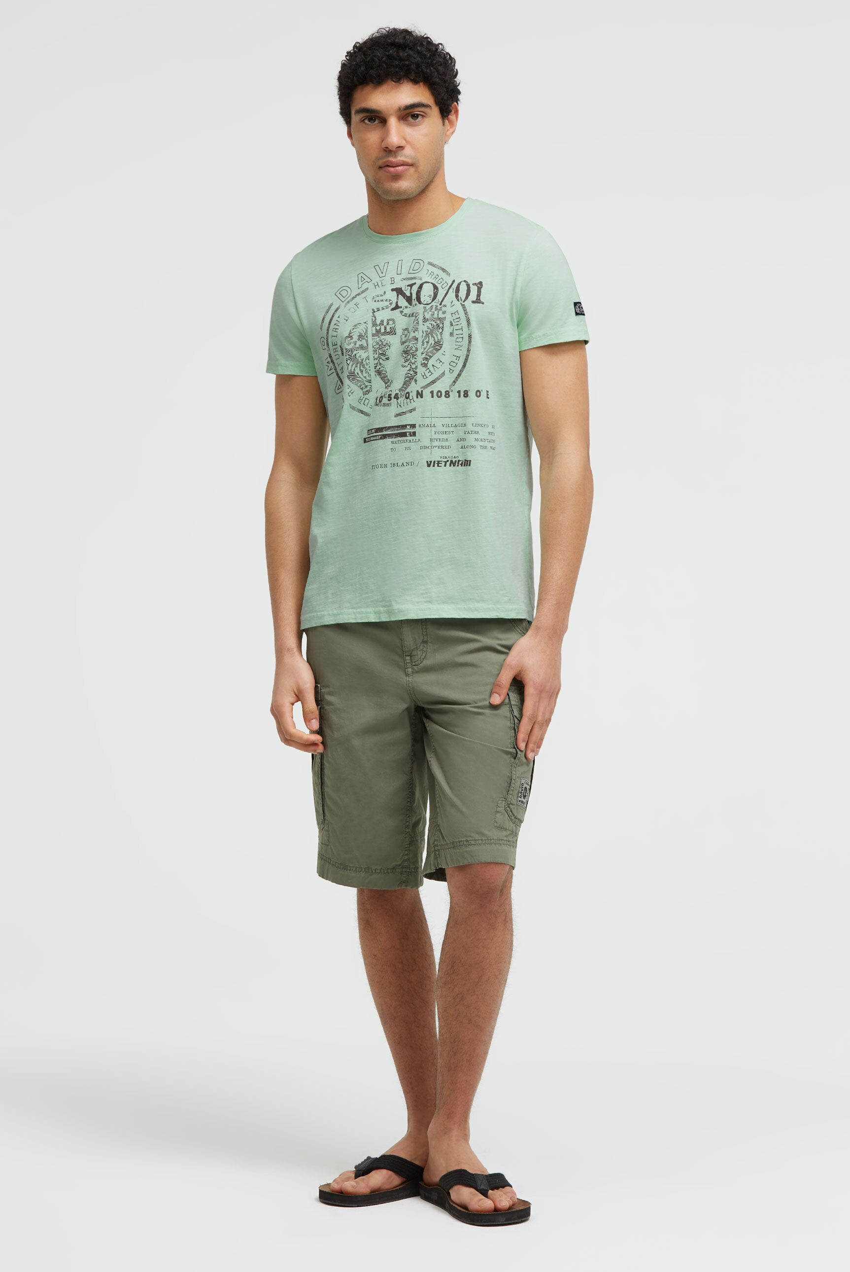 T-Shirt Rundhals mit Frontprint light mint - 3