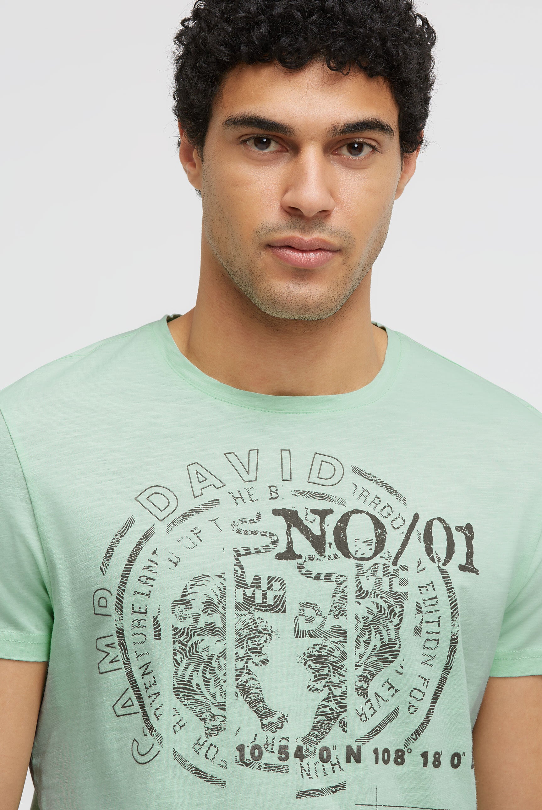T-Shirt Rundhals mit Frontprint light mint