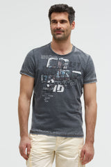 Ausbrenner-Shirt mit Photoprint faded navy