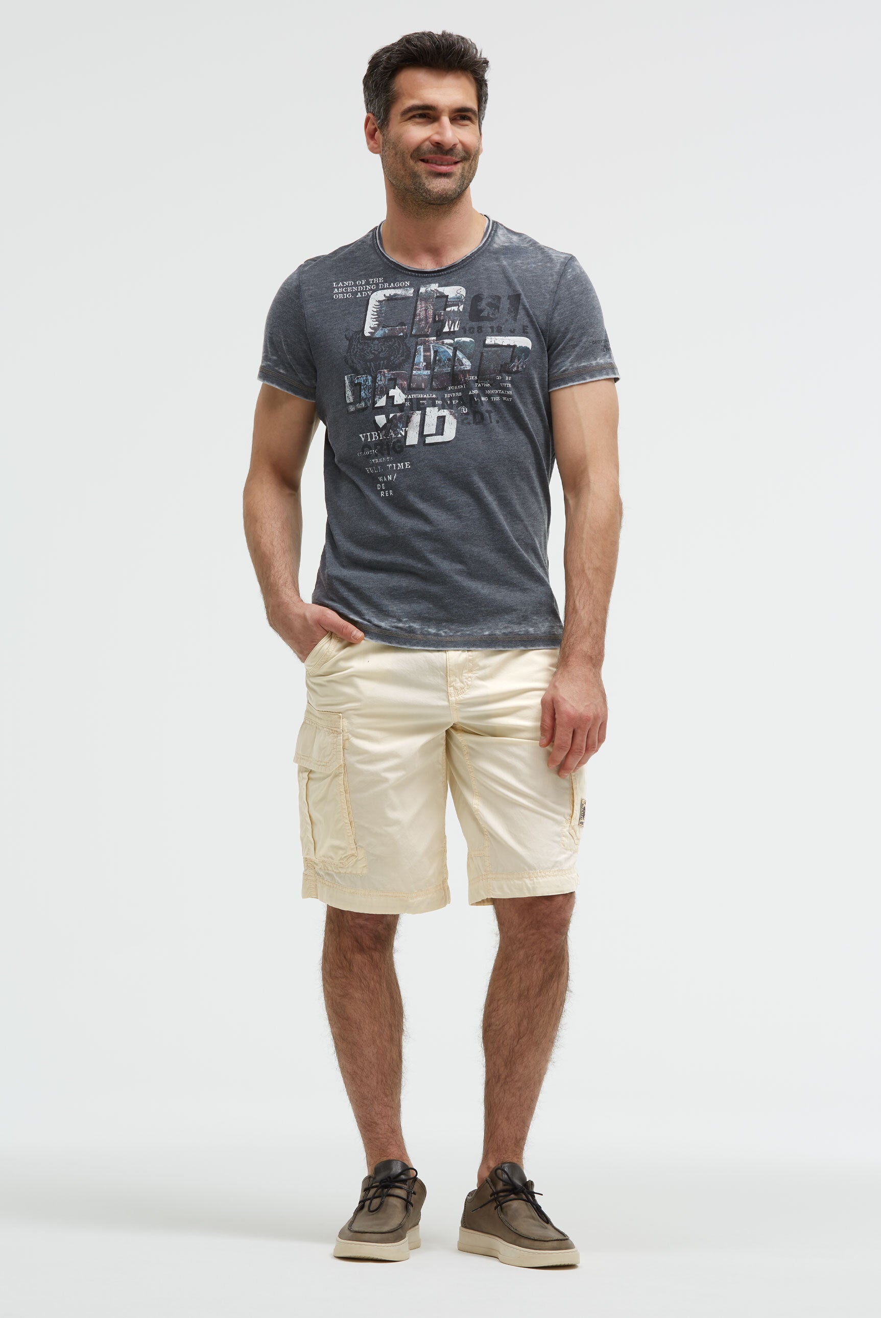 Ausbrenner-Shirt mit Photoprint faded navy - 3