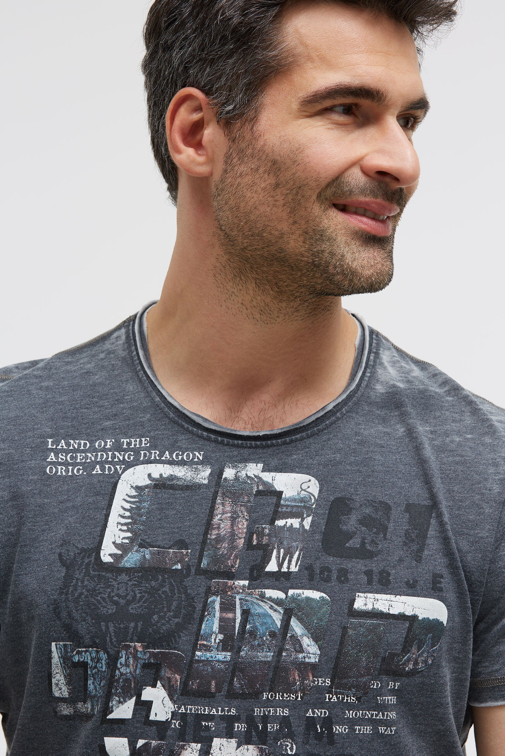 Ausbrenner-Shirt mit Photoprint faded navy - 4