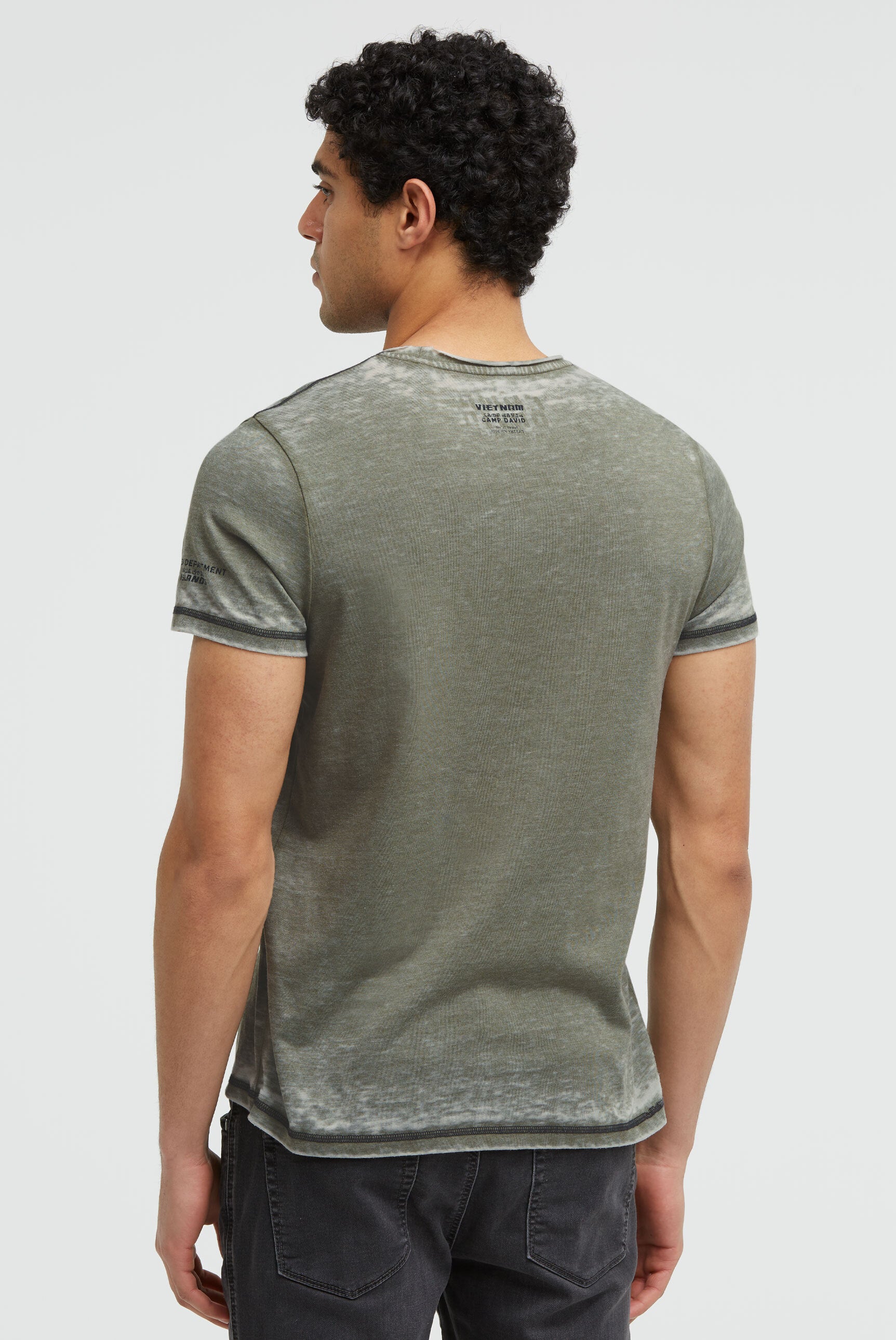 Ausbrenner-Shirt mit Photoprint green olive