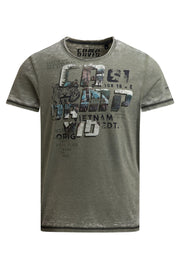 Ausbrenner-Shirt mit Photoprint green olive