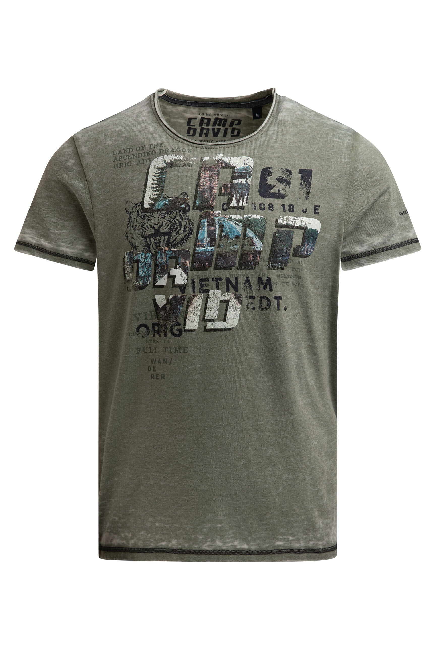 Ausbrenner-Shirt mit Photoprint green olive - 1