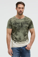 T-Shirt mit All Over Print und Spray-Wash-Effekt green olive