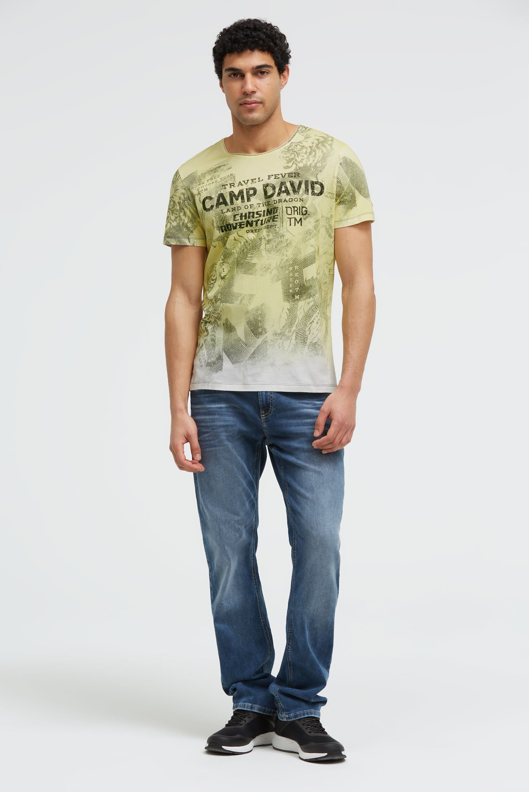 T-Shirt mit All Over Print und Spray-Wash-Effekt lemon juice
