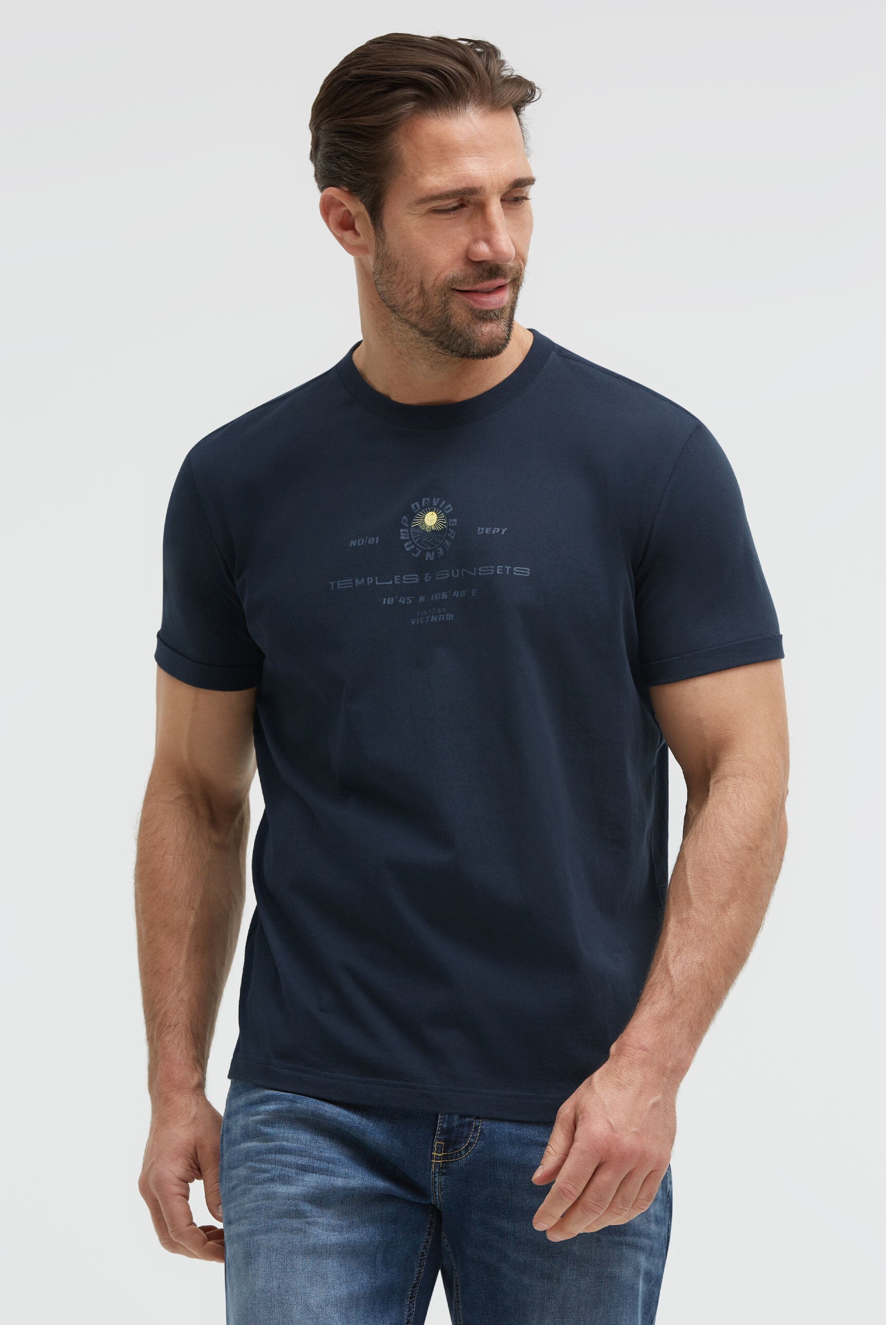 T-Shirt Relaxed Fit mit Backprint faded navy