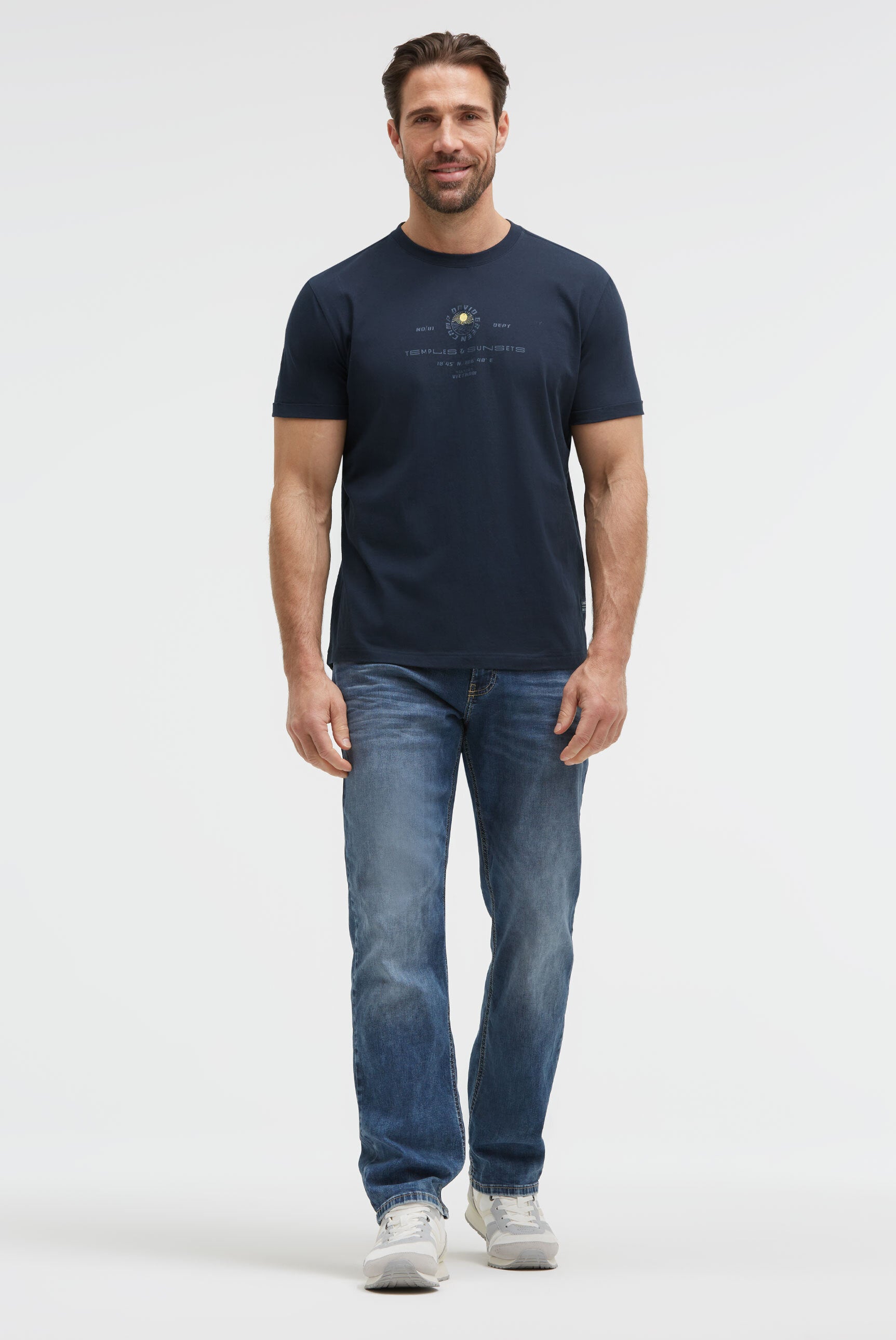 T-Shirt Relaxed Fit mit Backprint faded navy
