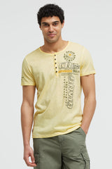 Henley-T-Shirt mit Print und Stickereien lemon juice